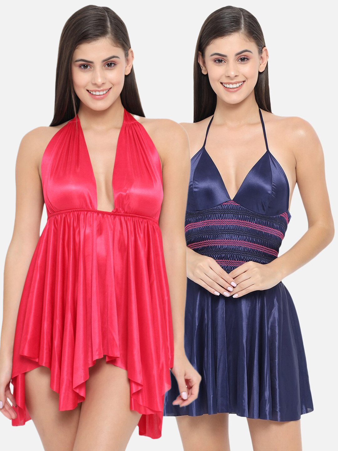 

Klamotten Pink & Navy Blue Pack Of 2 Babydoll Nightdress