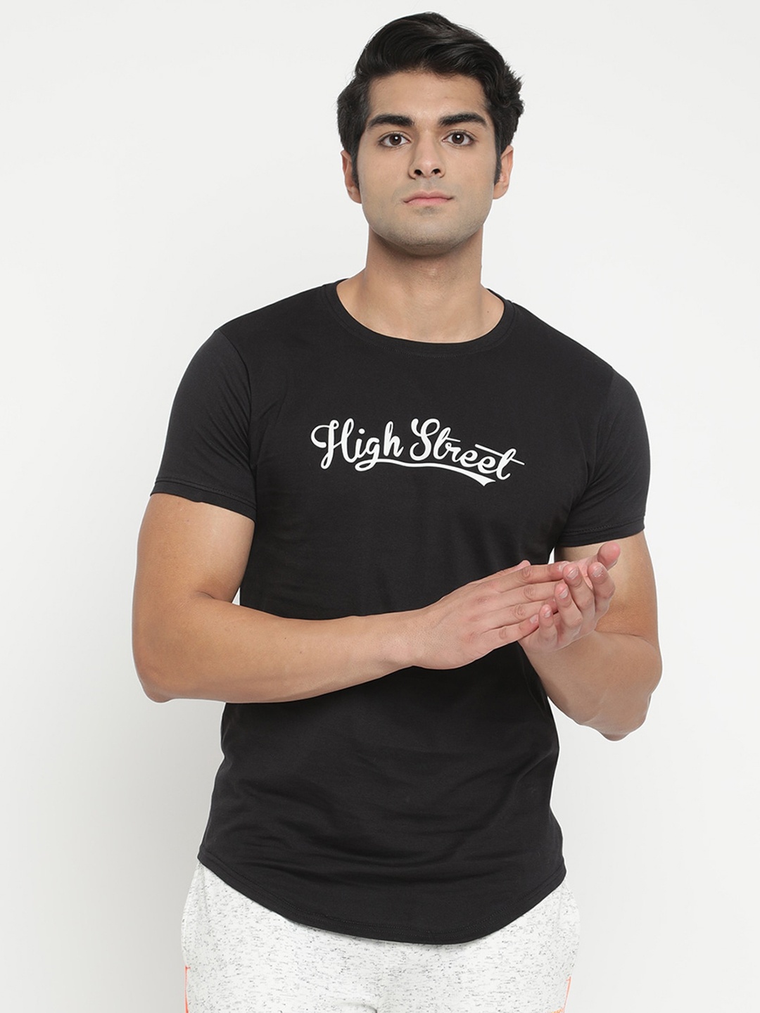 

V2 Value & Variety Men Black Typography Printed Pure Cotton T-shirt