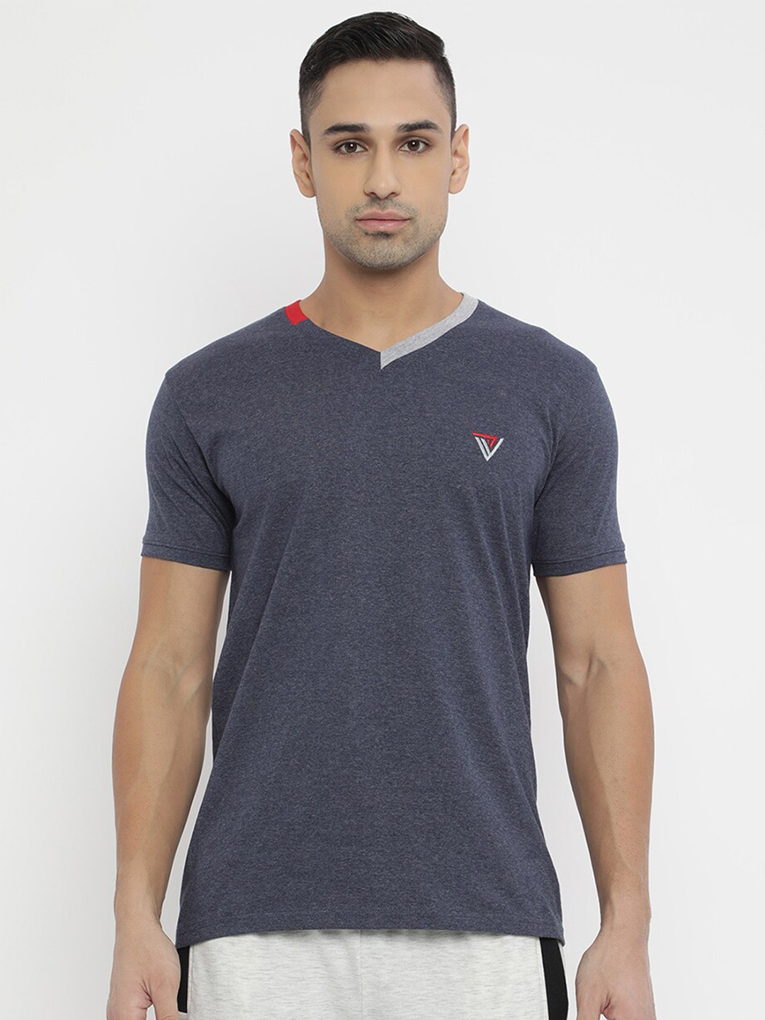 

V2 Value & Variety Men Grey V-Neck Cotton T-shirt