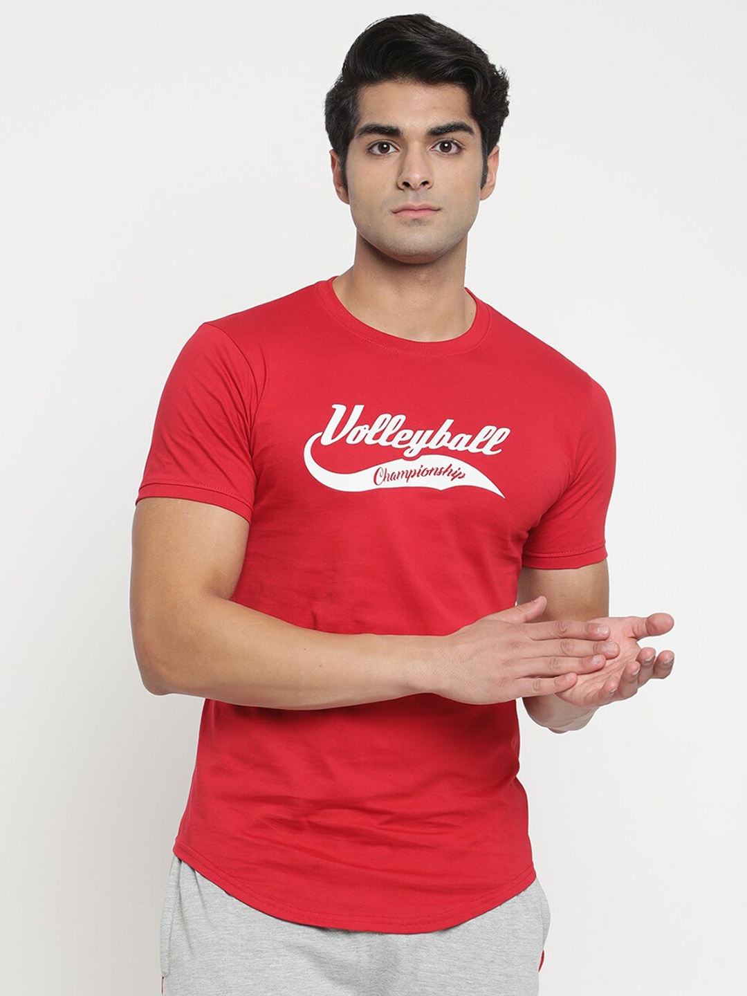 

V2 Value & Variety Men Red Typography Pure Cotton T-shirt