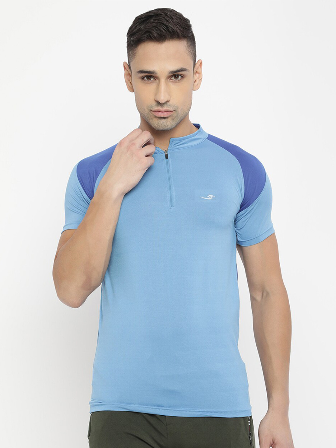 

V2 Value & Variety Men Blue Colourblocked Henley Neck T-shirt