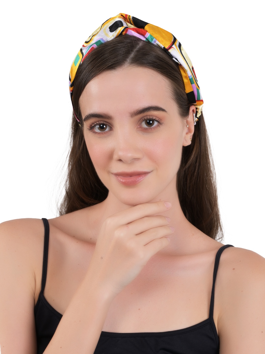 

BuckleUp Women Yellow Printed Fabric Wrap Headband