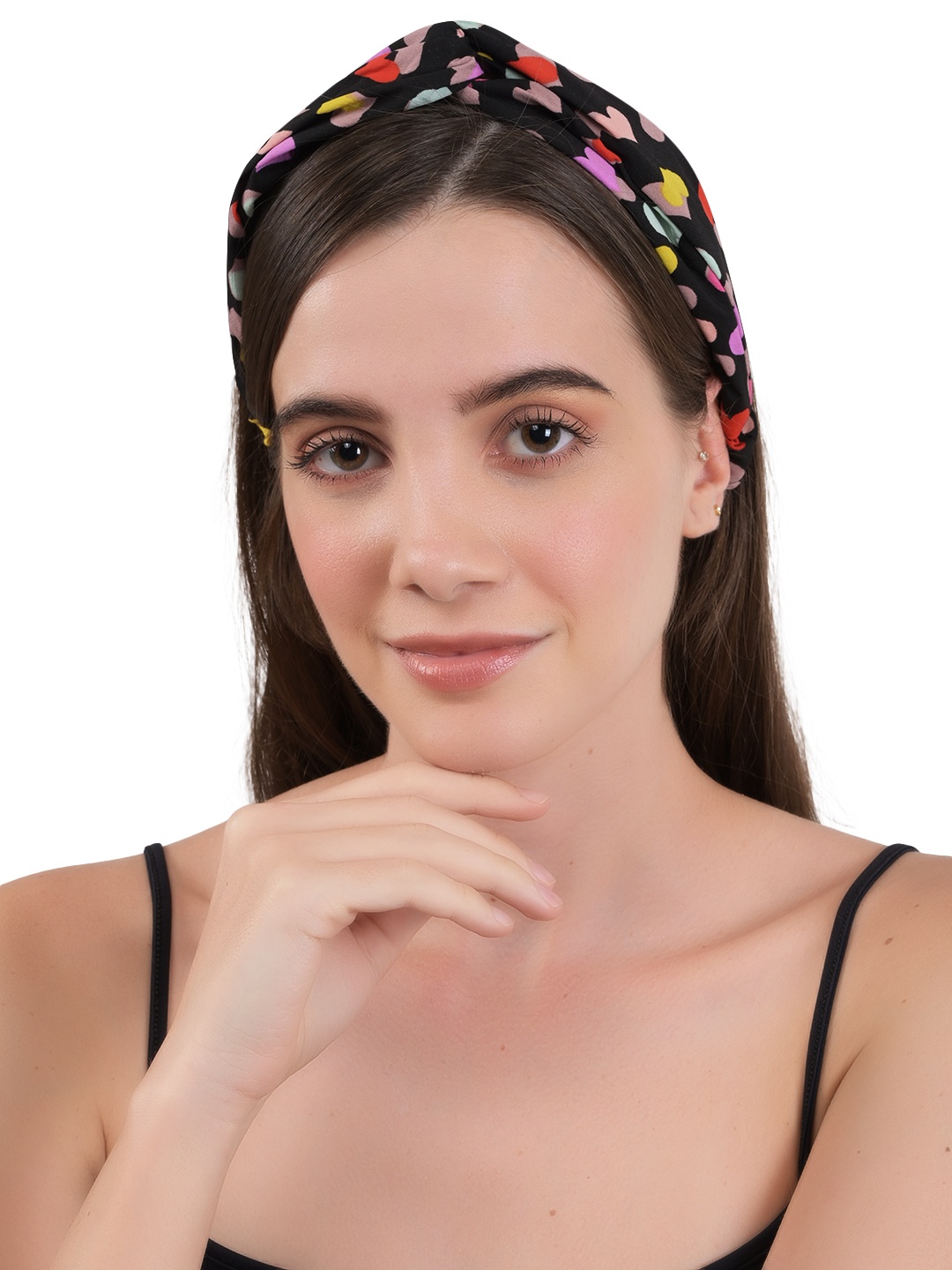 

BuckleUp Women Multicoloured Printed Wrap Headband, Black