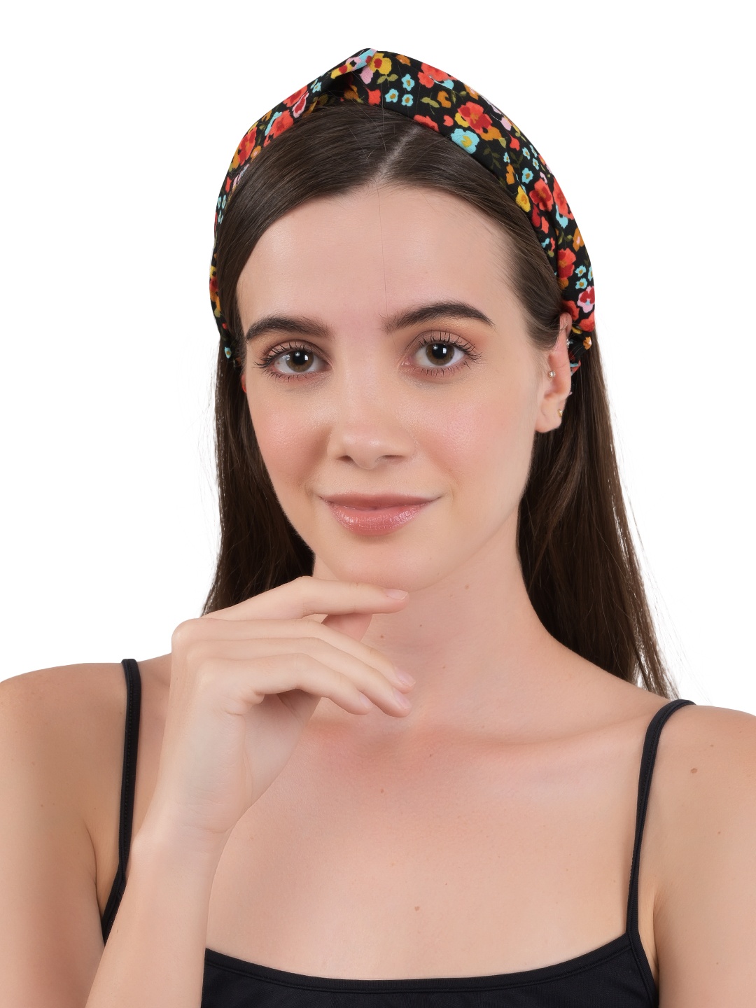 

BuckleUp Women Multicoloured Floral Printed Wrap Headband, Black