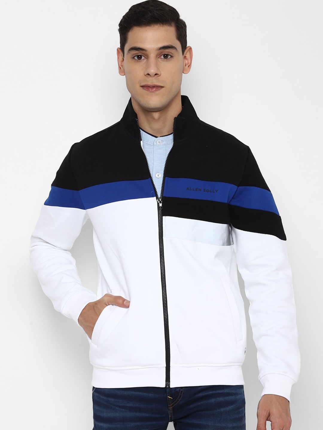 

Allen Solly Men White Colourblocked Sweatshirt