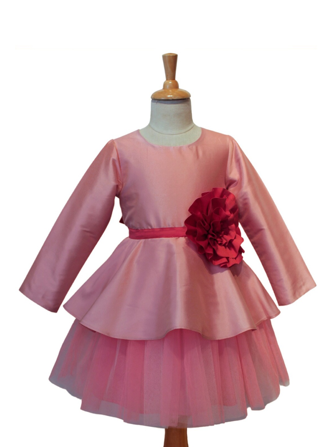 

A Little Fable Girls Peach-Coloured Winsome Flower Dress