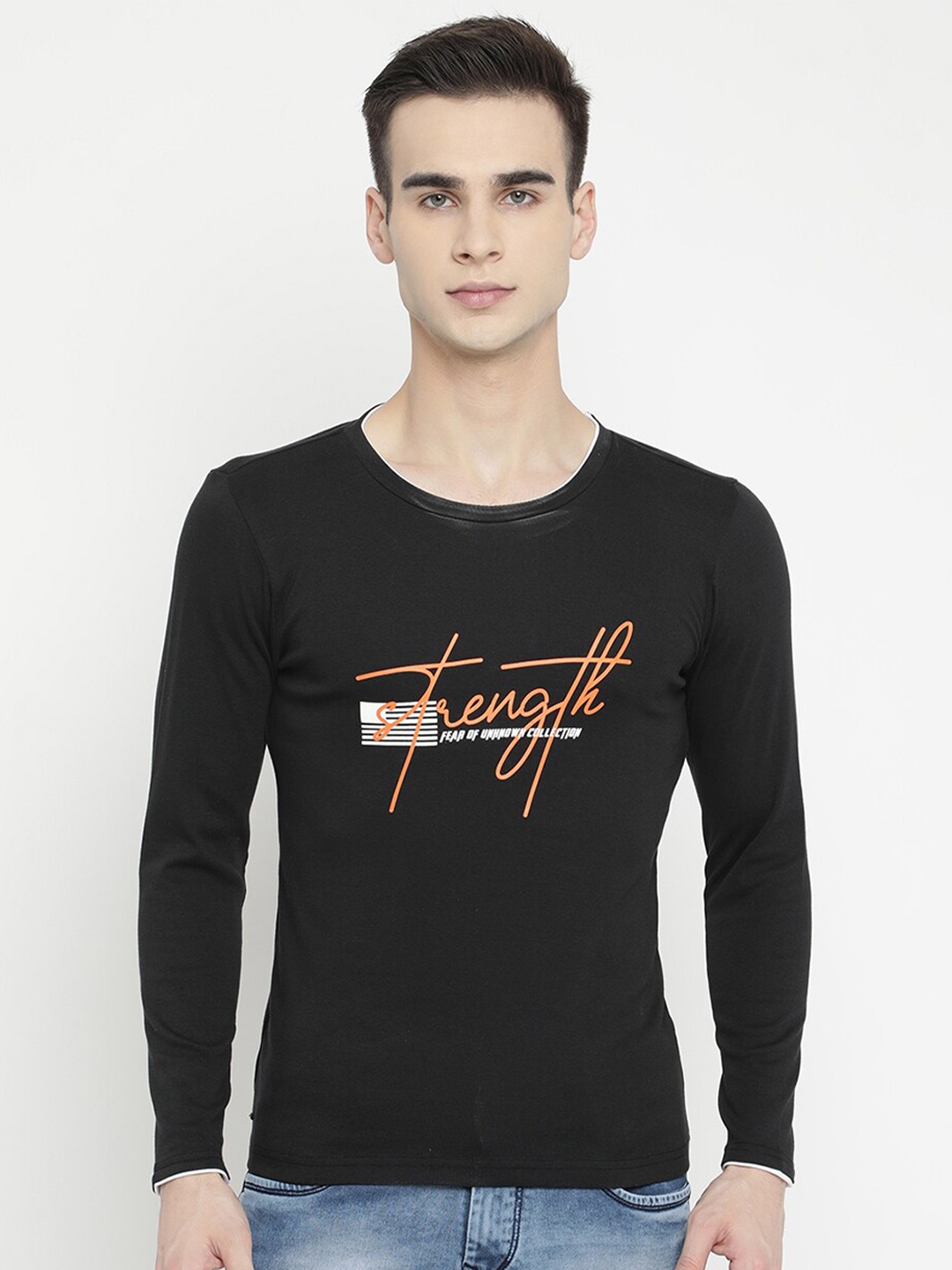 

V2 Value & Variety Men Black Typography T-shirt