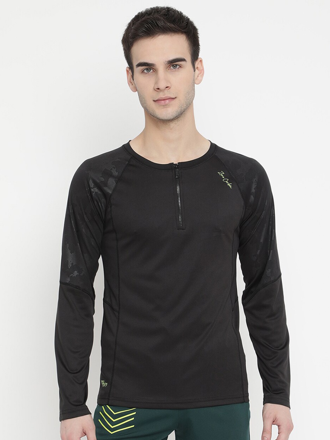 

V2 Value & Variety Men Black Henley Neck T-shirt
