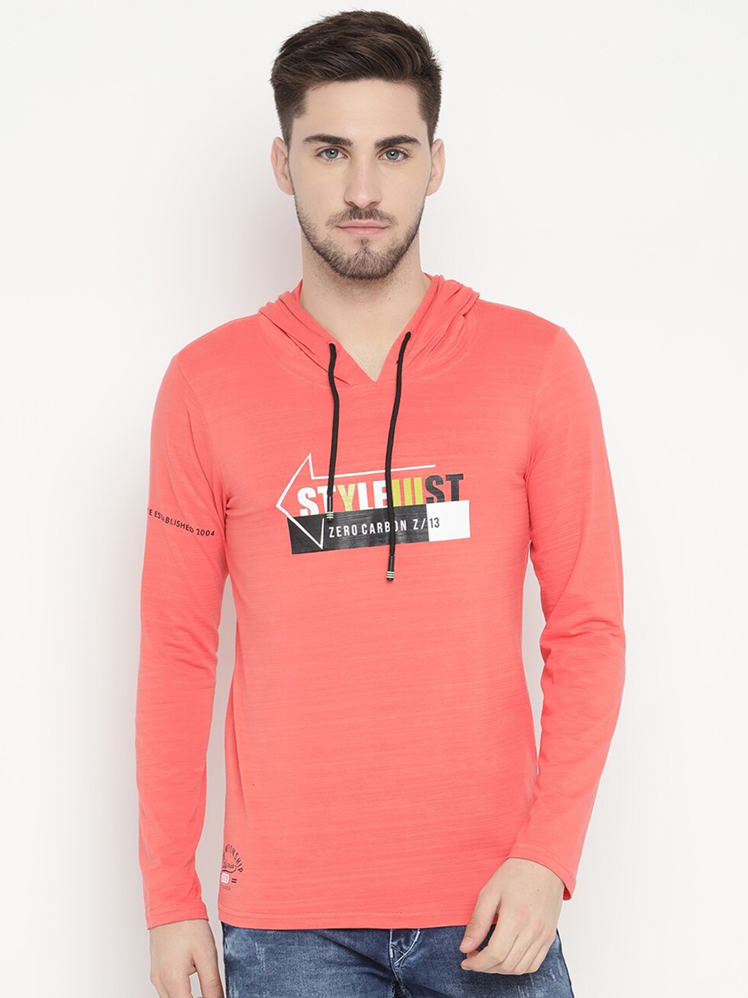 

V2 Value & Variety Men Coral Typography T-shirt