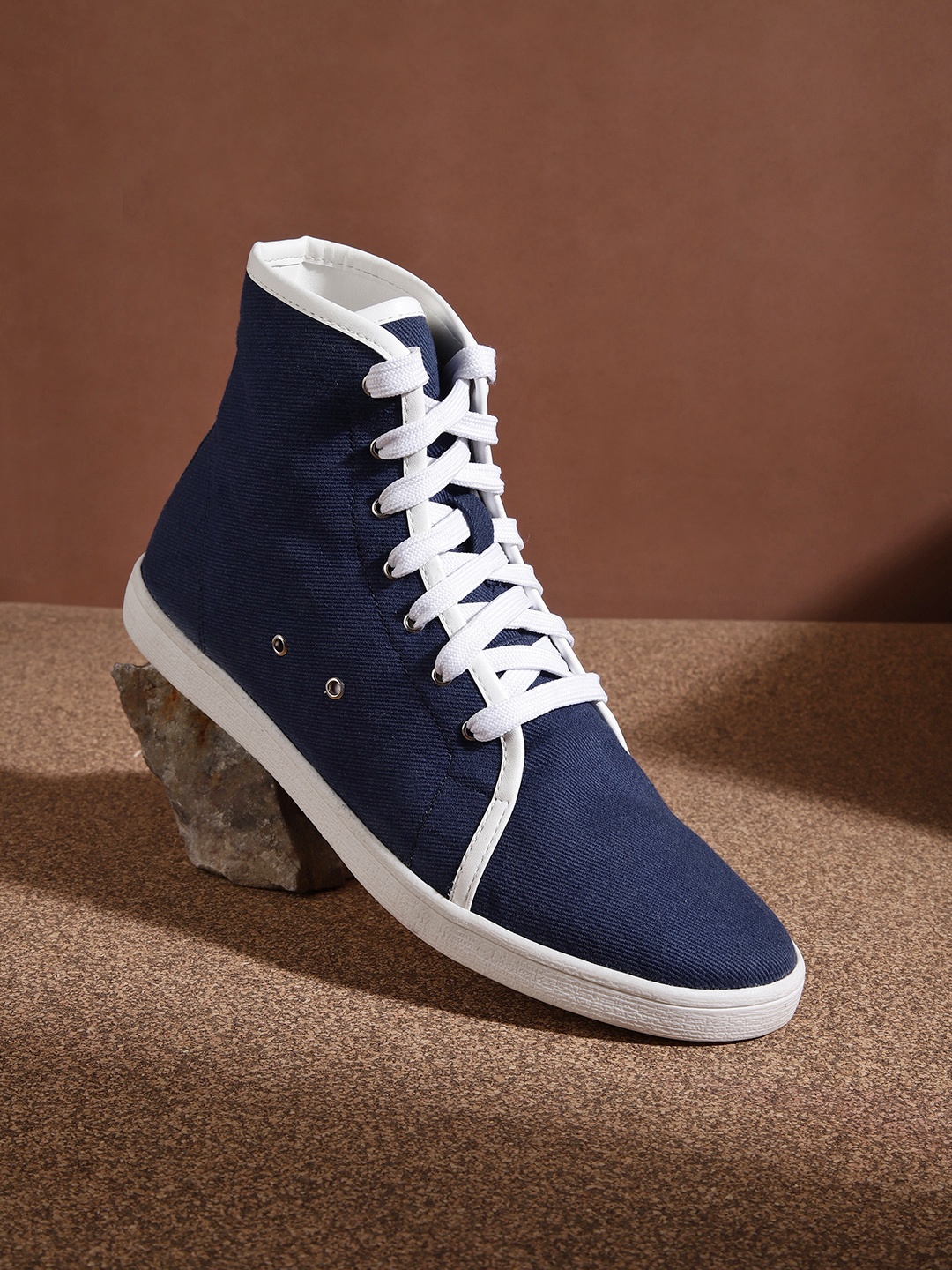 

Roadster Women Navy Blue Solid Mid-Top Sneakers