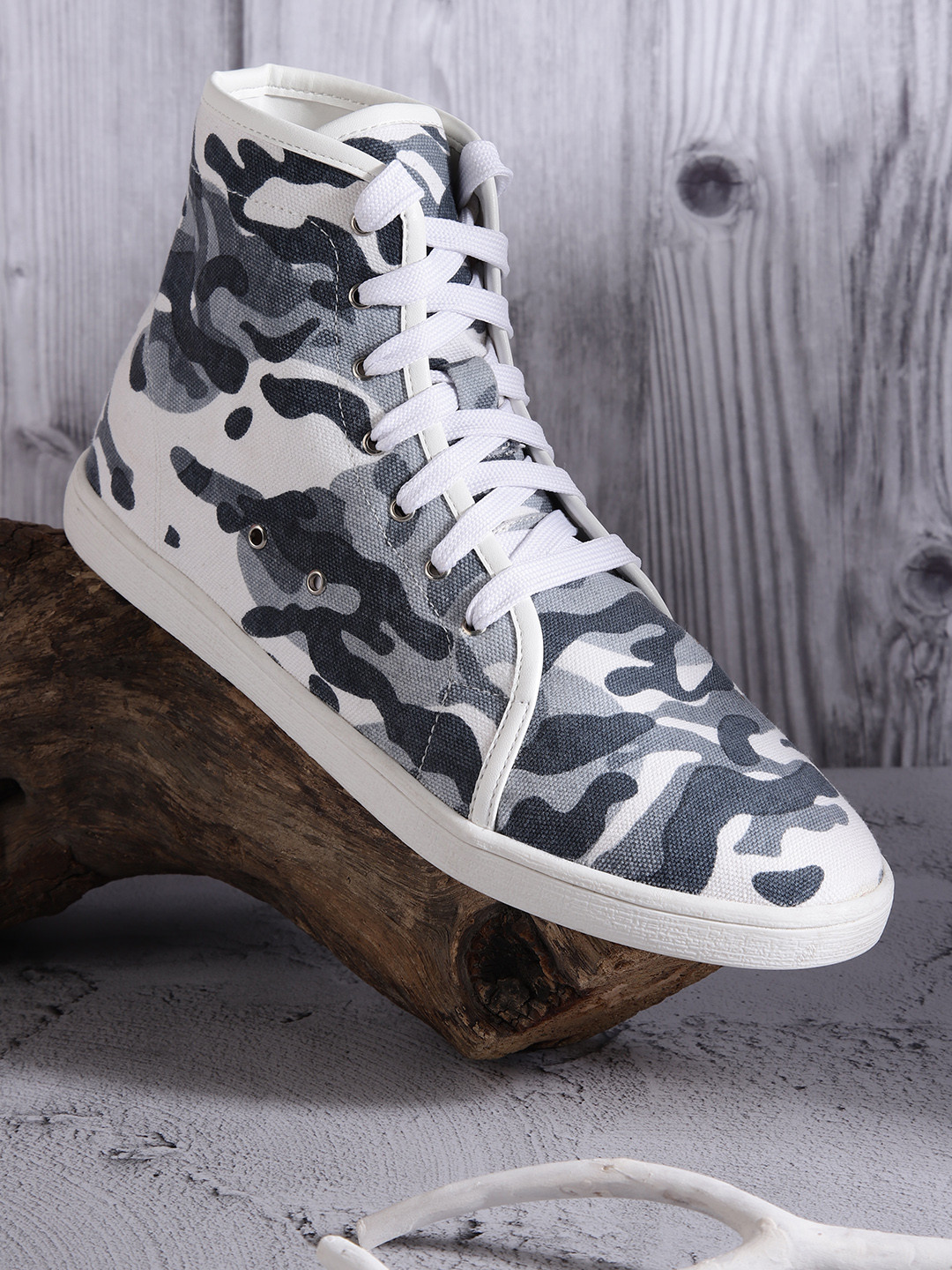 

Roadster Women White & Blue Camouflage Print Mid-Top Sneakers