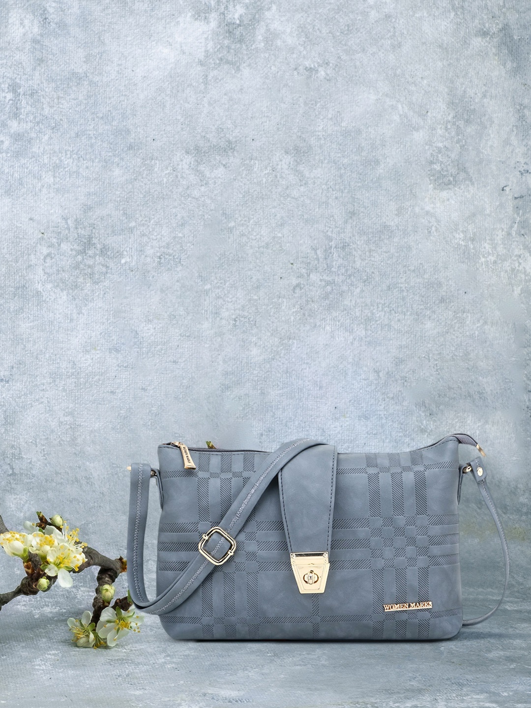 

WOMEN MARKS Grey Textured PU Structured Sling Bag