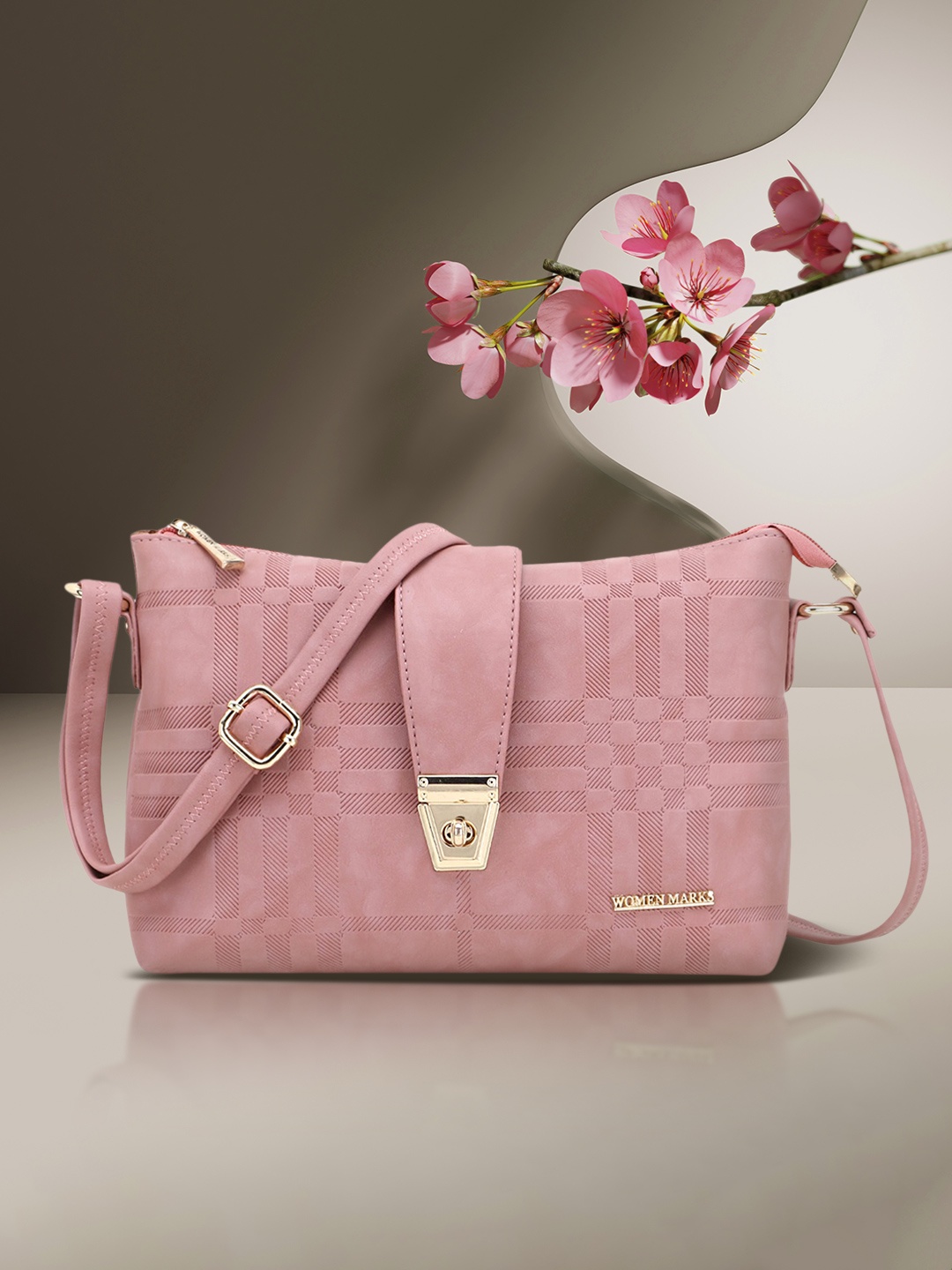 

WOMEN MARKS Pink PU Structured Sling Bag