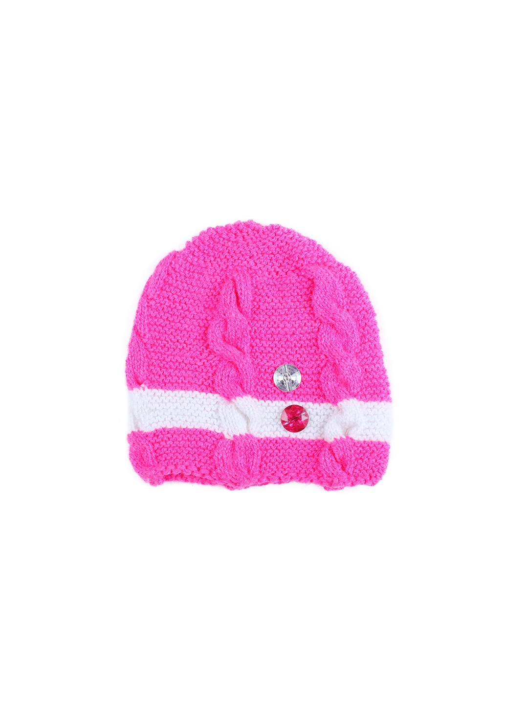 

Bharatasya Girls Pink & White Beanie