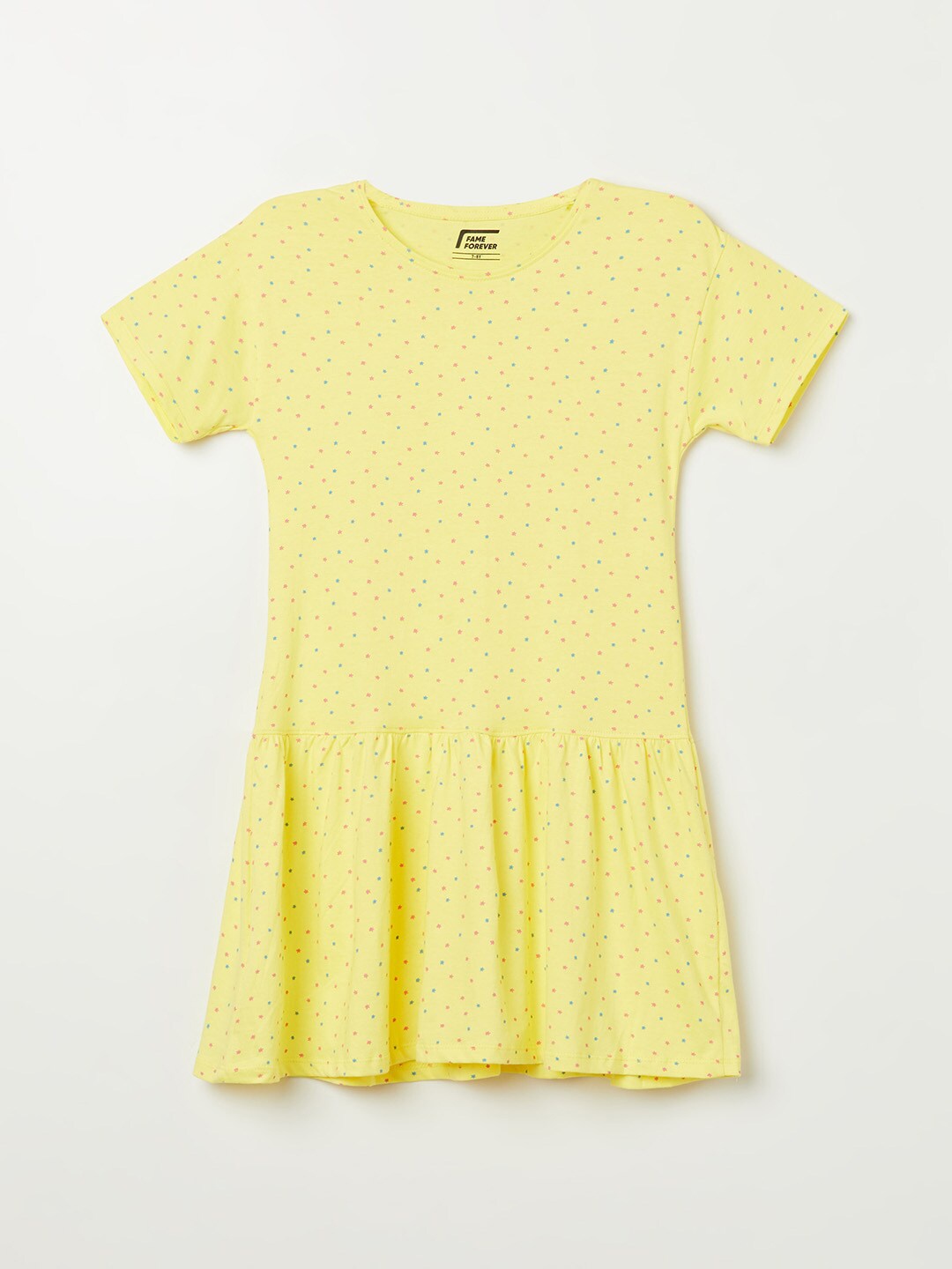 

Fame Forever by Lifestyle Girls Yellow Printed Drop-Waist Dress