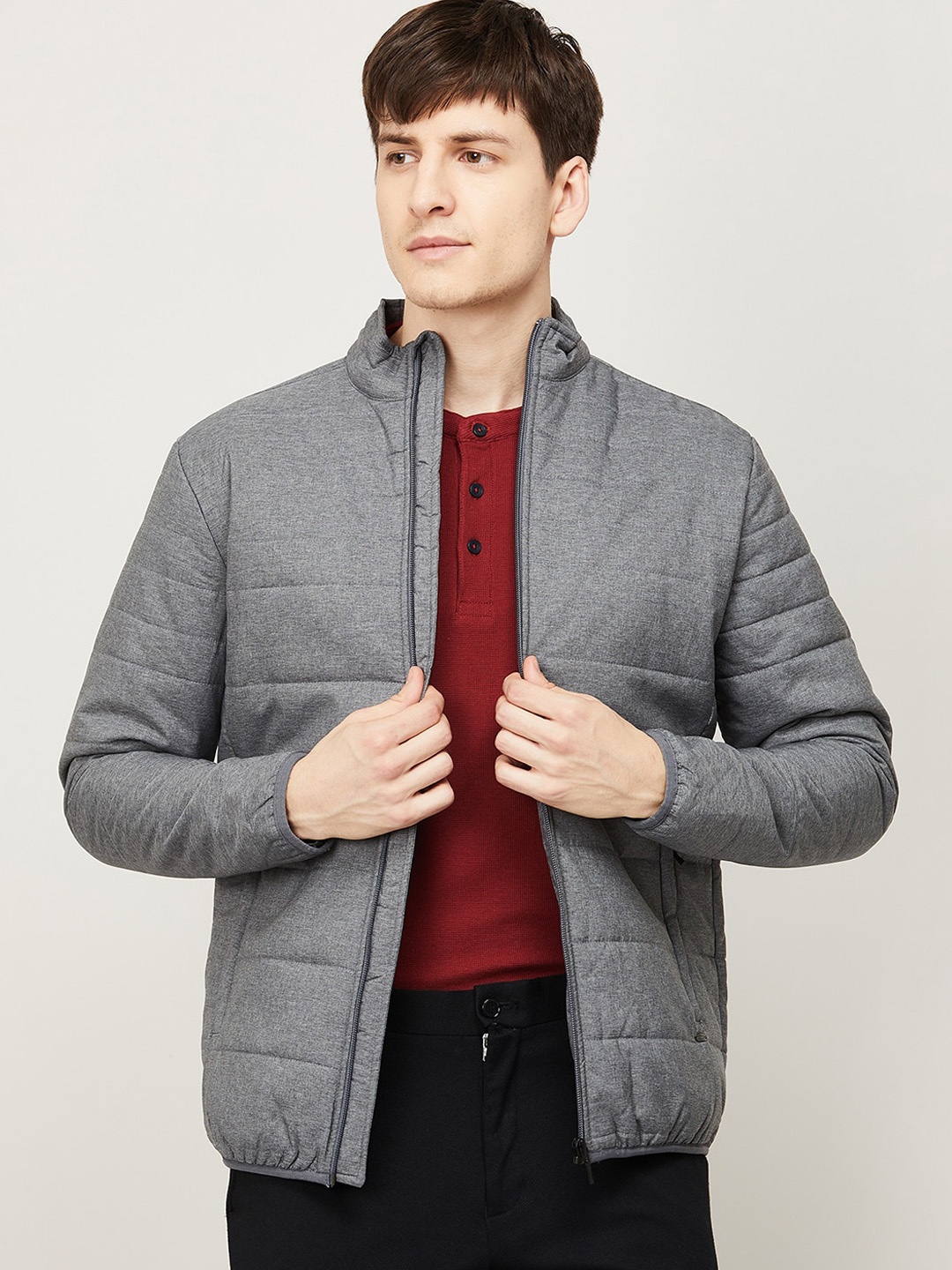 

CODE by Lifestyle Men Grey Melange Padded Jacket