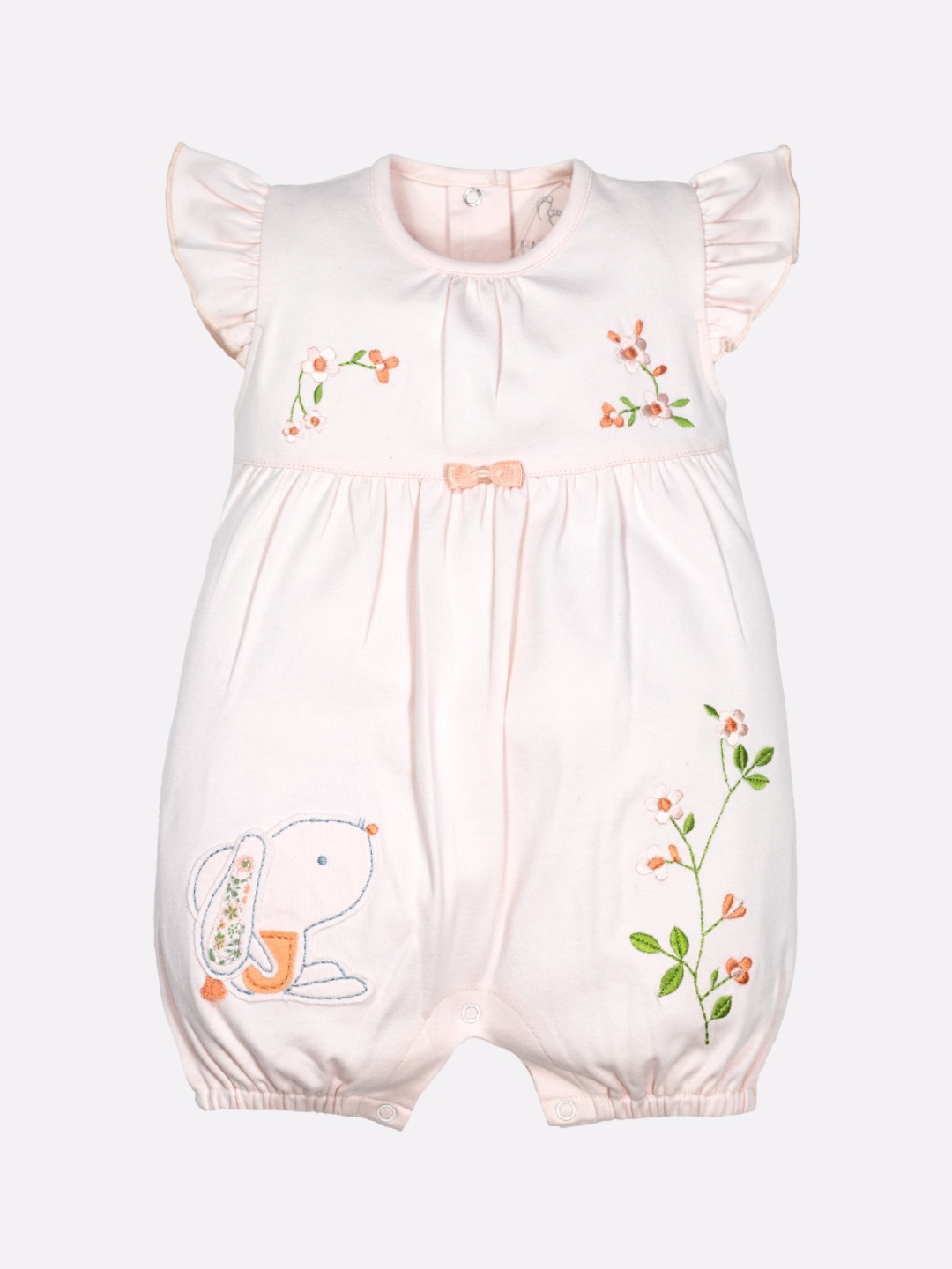 

BABY GO Girls Pink Embroidered Pure Cotton Rompers