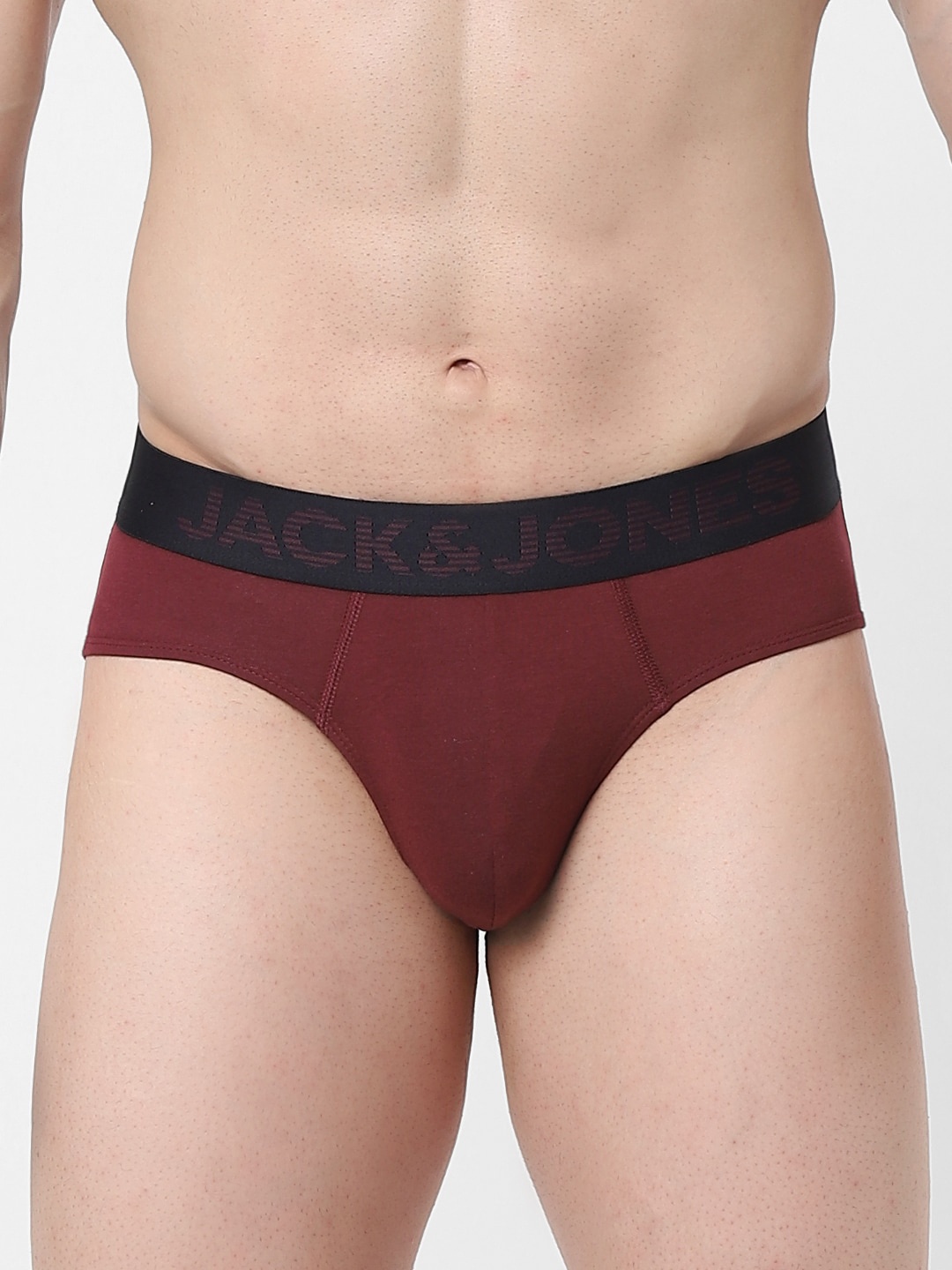 

Jack & Jones Men Maroon Solid Cotton Basic Brief