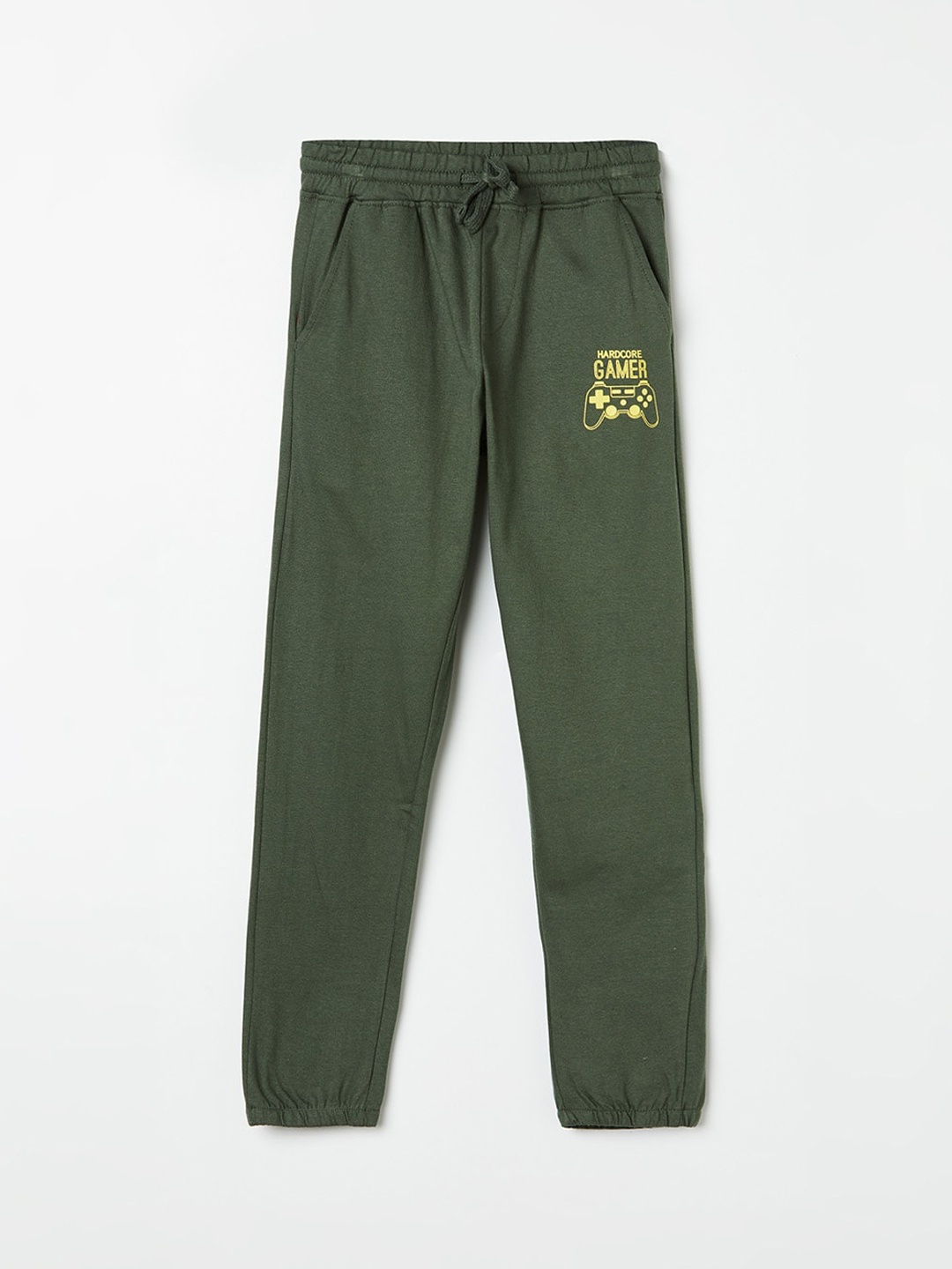 

Fame Forever by Lifestyle Boys Olive Green-Coloured Solid Cotton Joggers