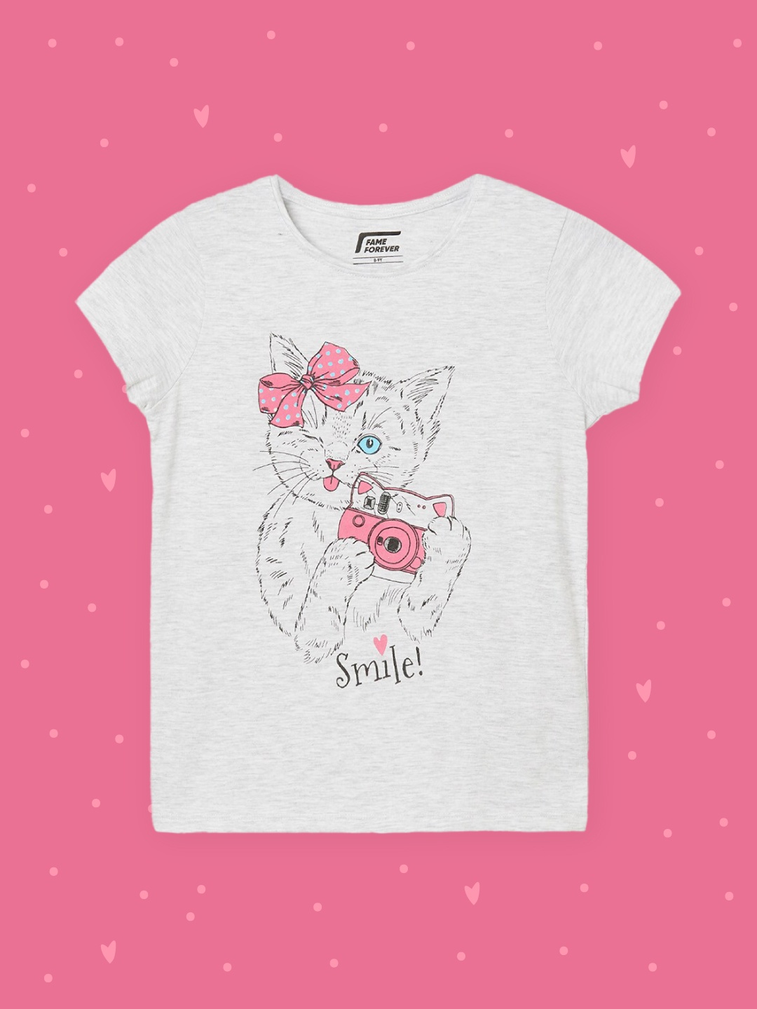 

Fame Forever by Lifestyle Grey Melange & Pink Print Top