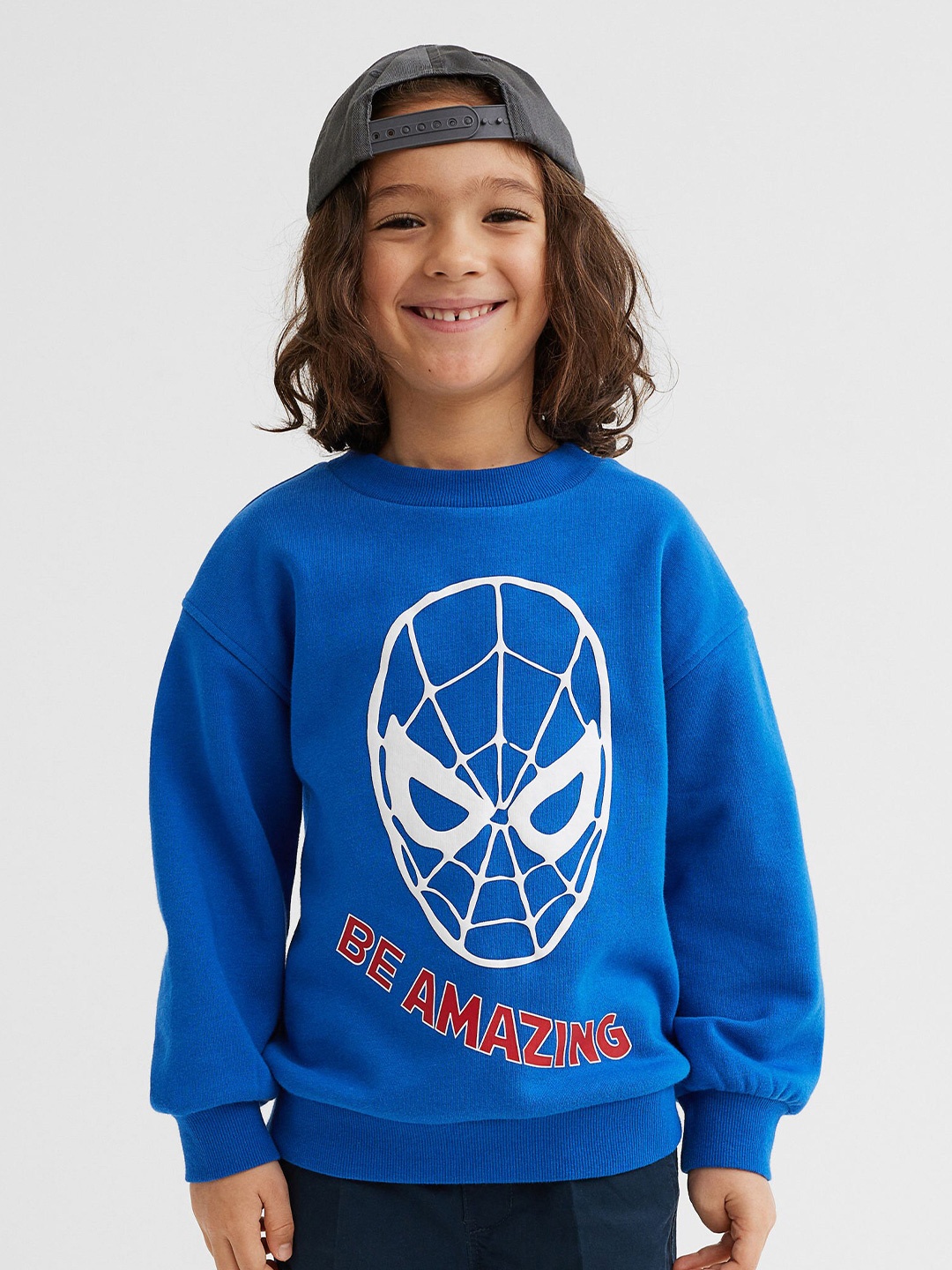 

H&M Boys Blue Oversized printed sweatshirt