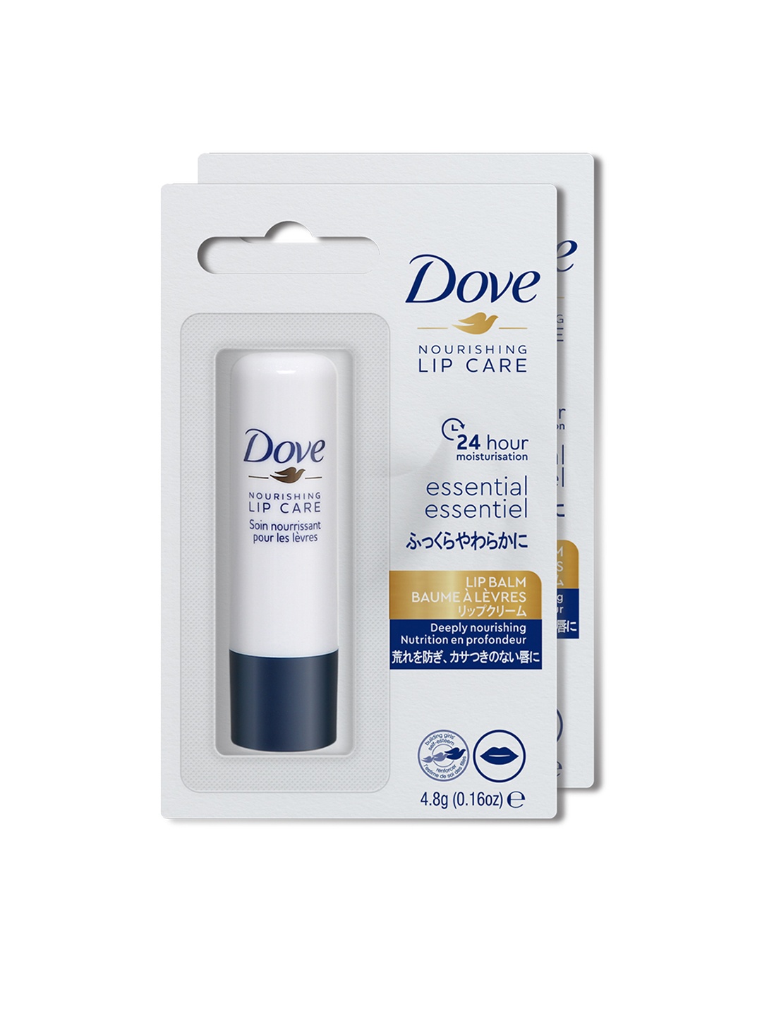 

Dove Set of 2 Nourishing Essential Lip Balms with Jojoba Oil & Shea Butter Extract, White