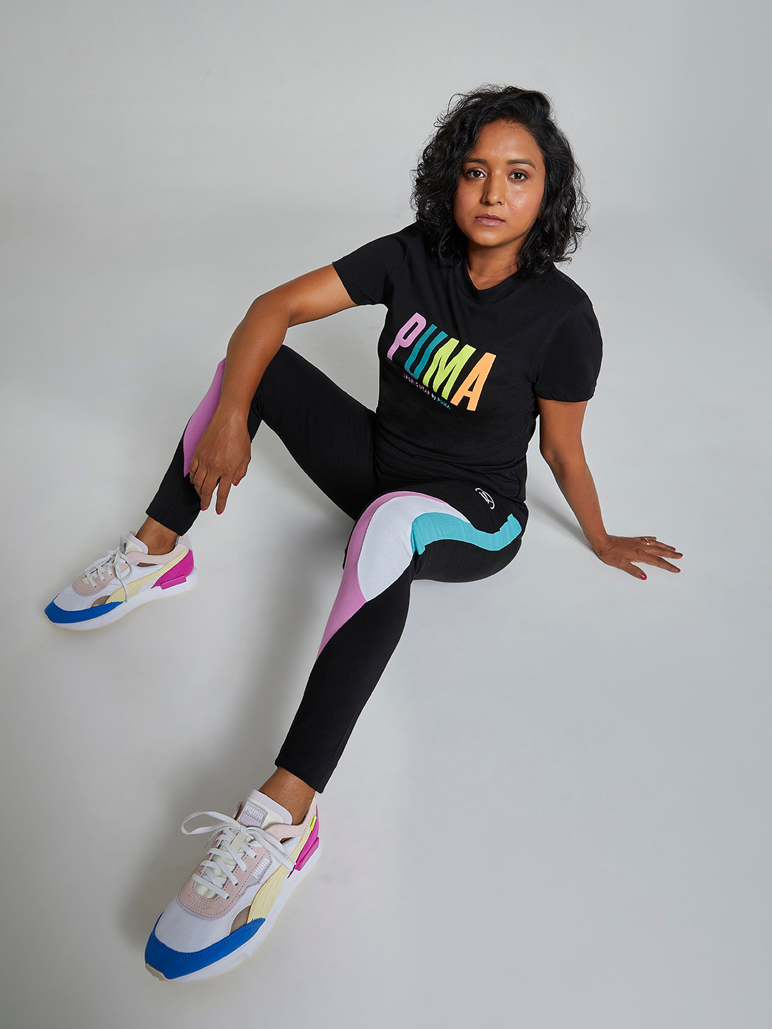 

Puma Women Black Cotton Typography Printed Regular Fit T-shirt