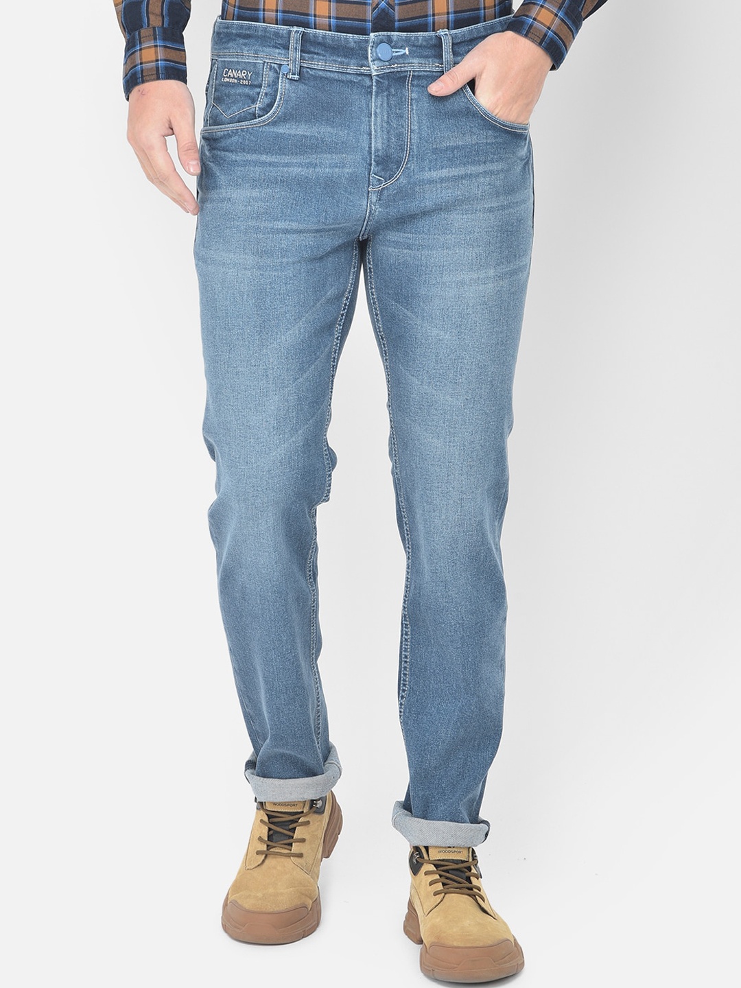 

Canary London Men Blue Smart Slim Fit Low-Rise Light Fade Stretchable Jeans