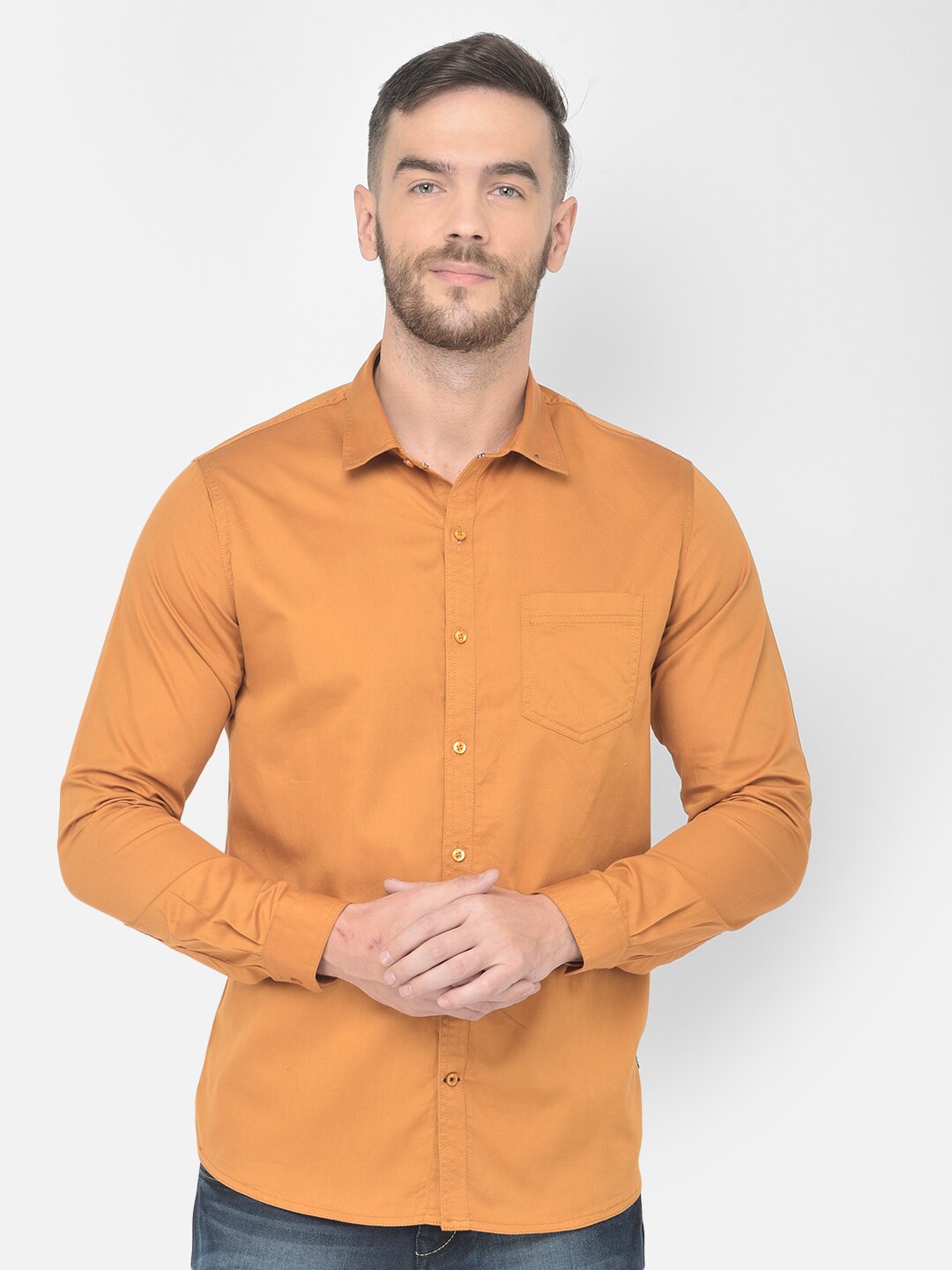 

Canary London Men Mustard Smart Slim Fit Casual Shirt
