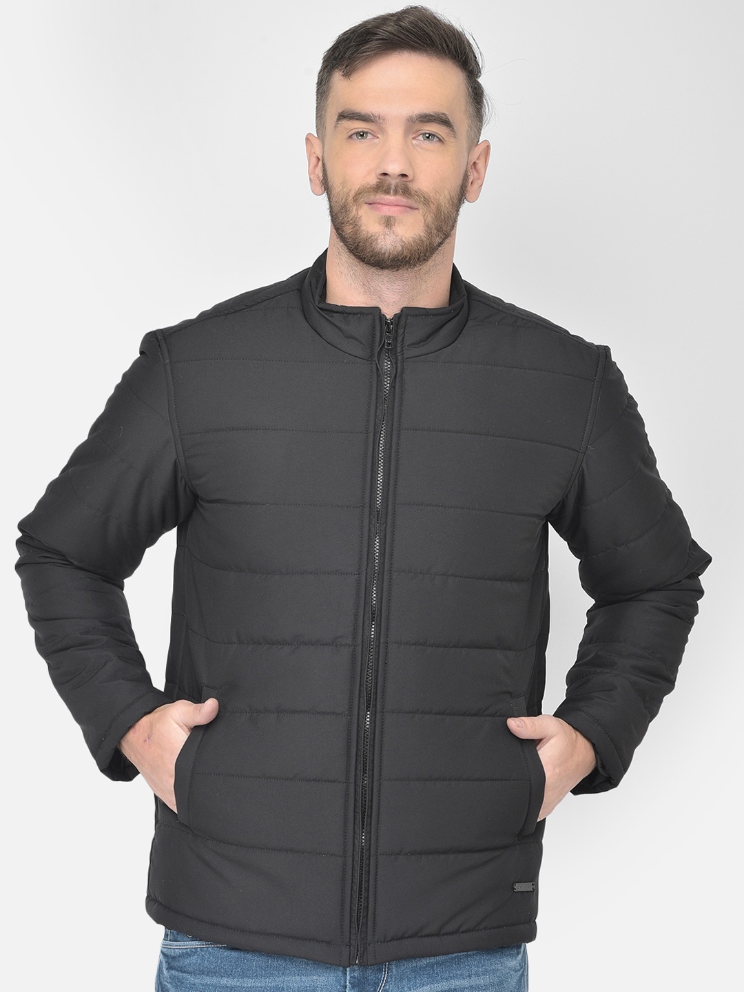 

Canary London Men Black Striped Lightweight Puffer Jacket