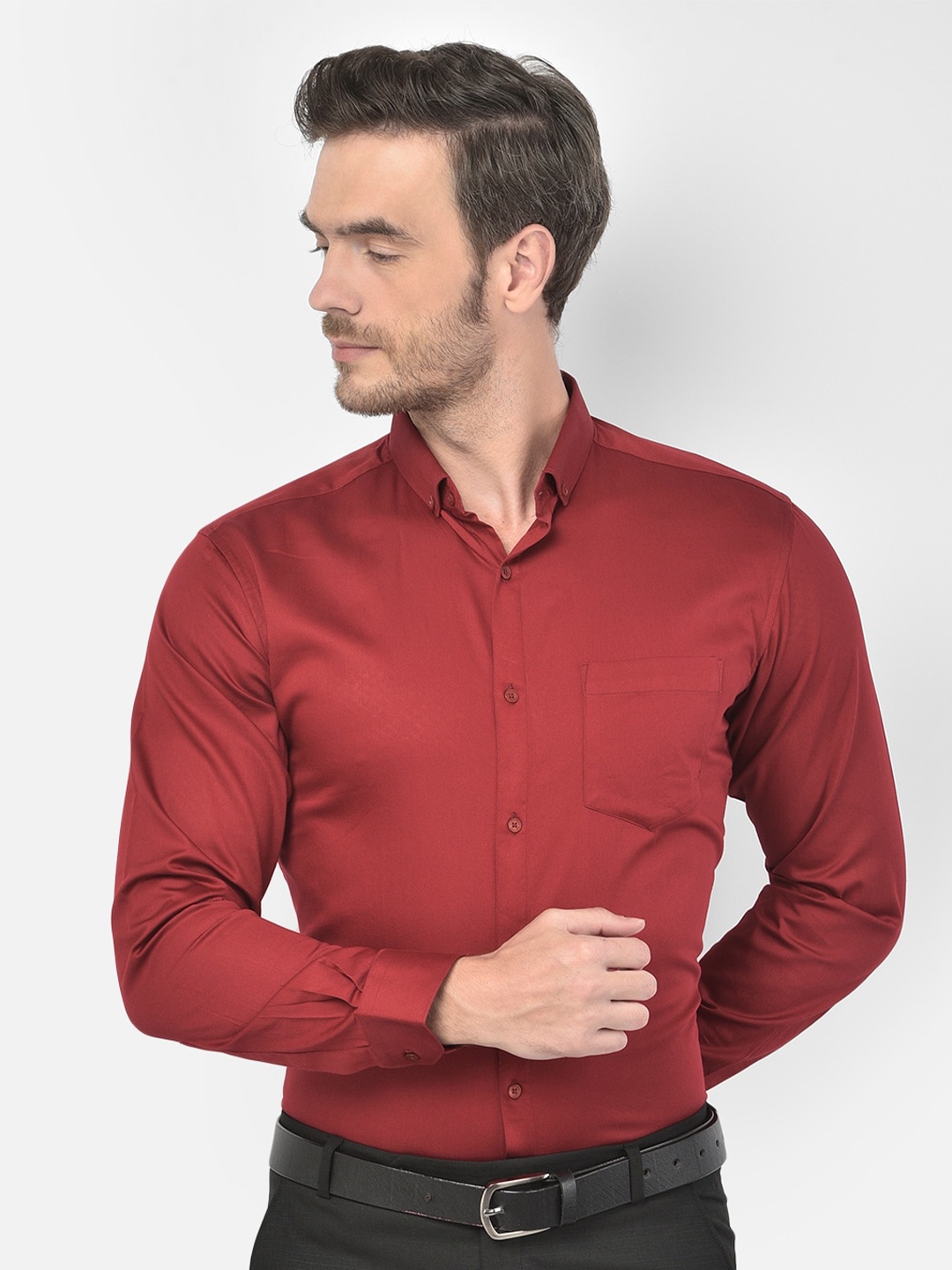 

Canary London Men Maroon Smart Slim Fit Semiformal Shirt