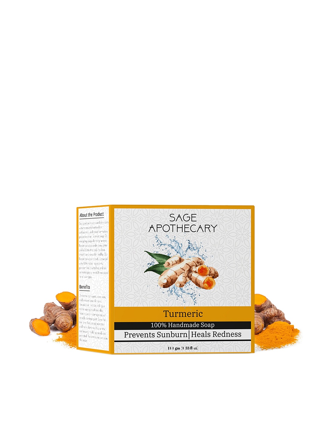 

SAGE APOTHECARY Turmeric Soap Prevents Sunburn & Heals Redness - 100g, Yellow