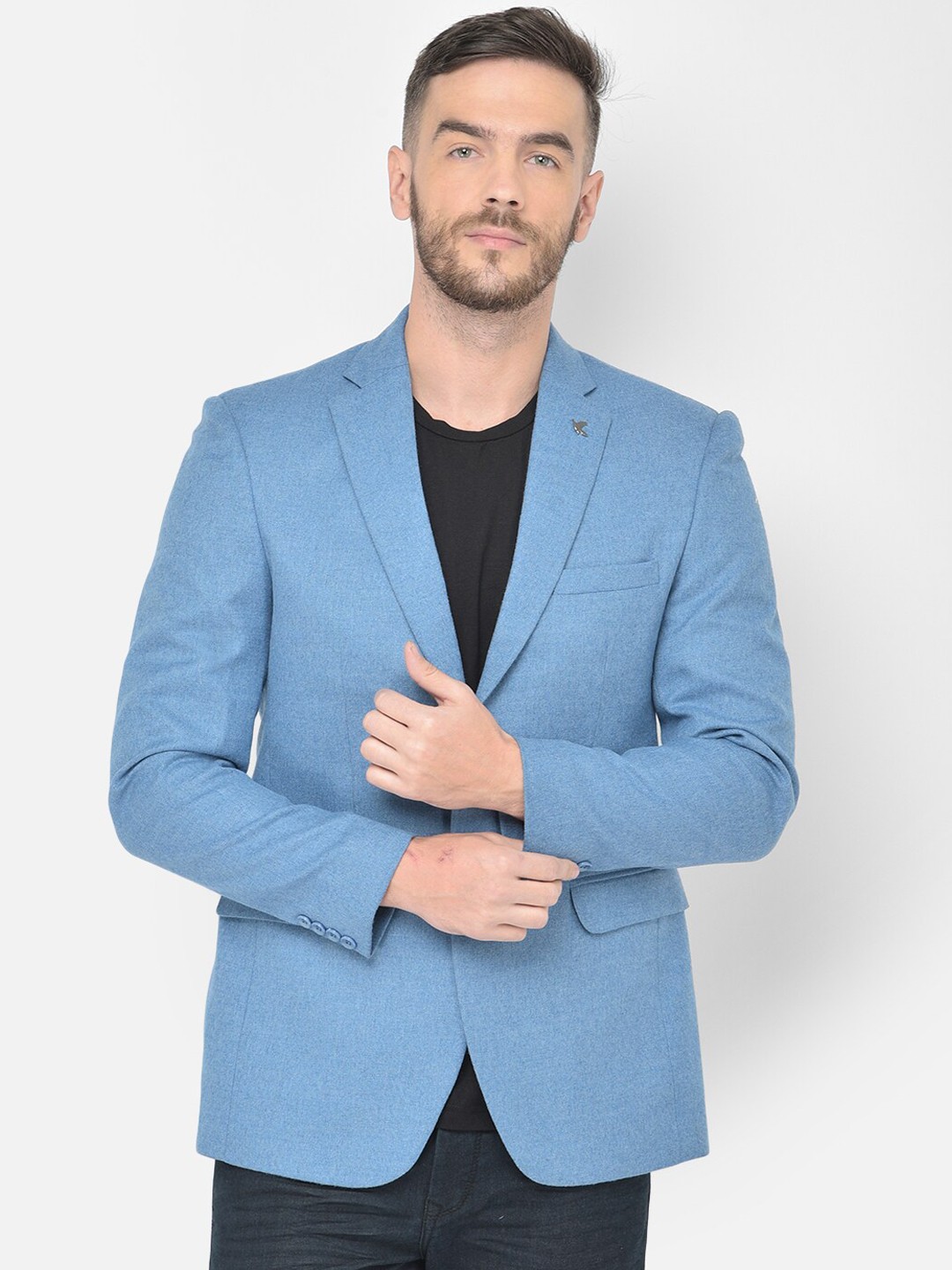 

Canary London Men Blue Solid Slim-Fit Single-Breasted Casual Blazer