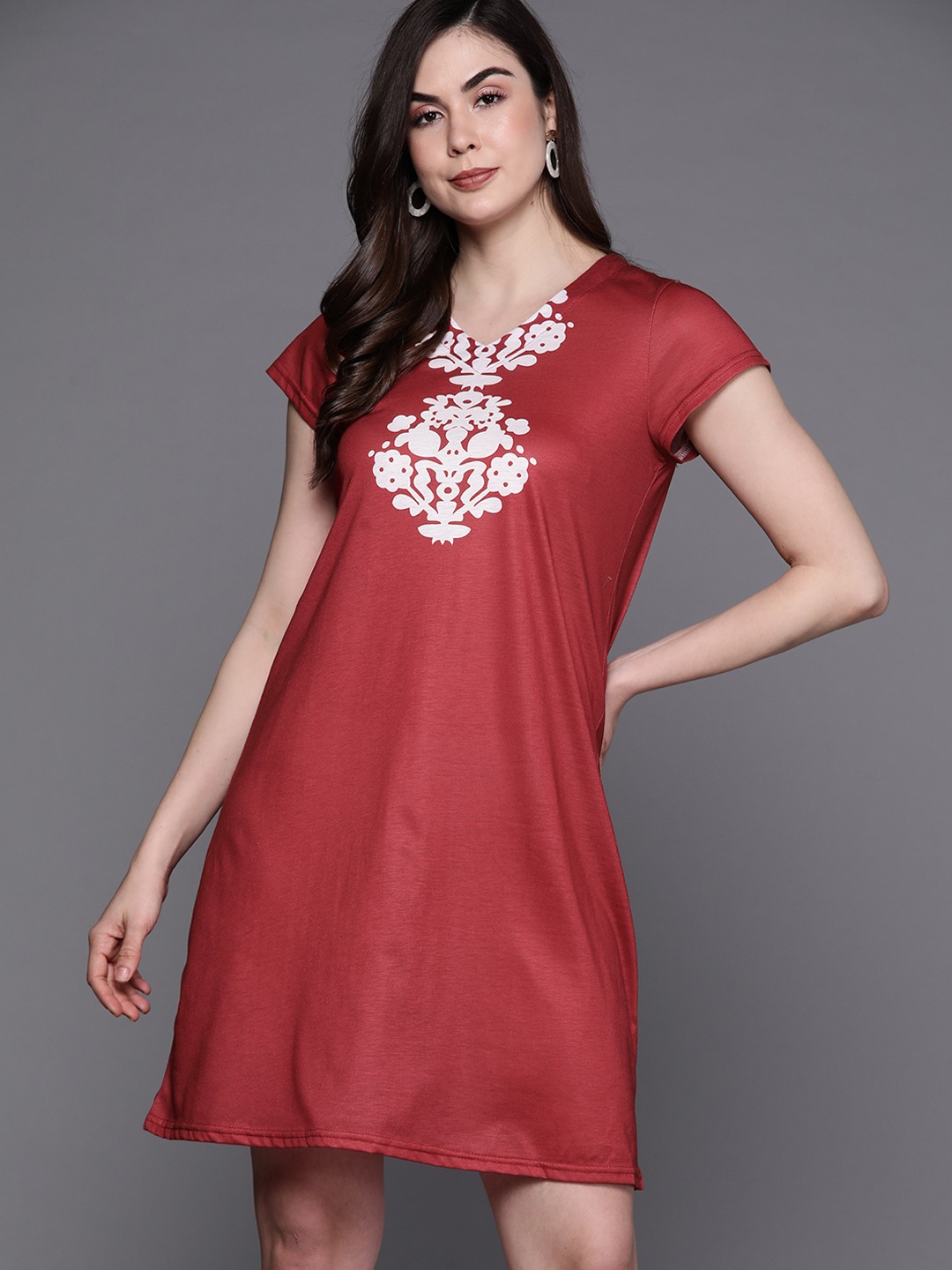 

JC Mode Red & White Ethnic Motifs A-Line Dress