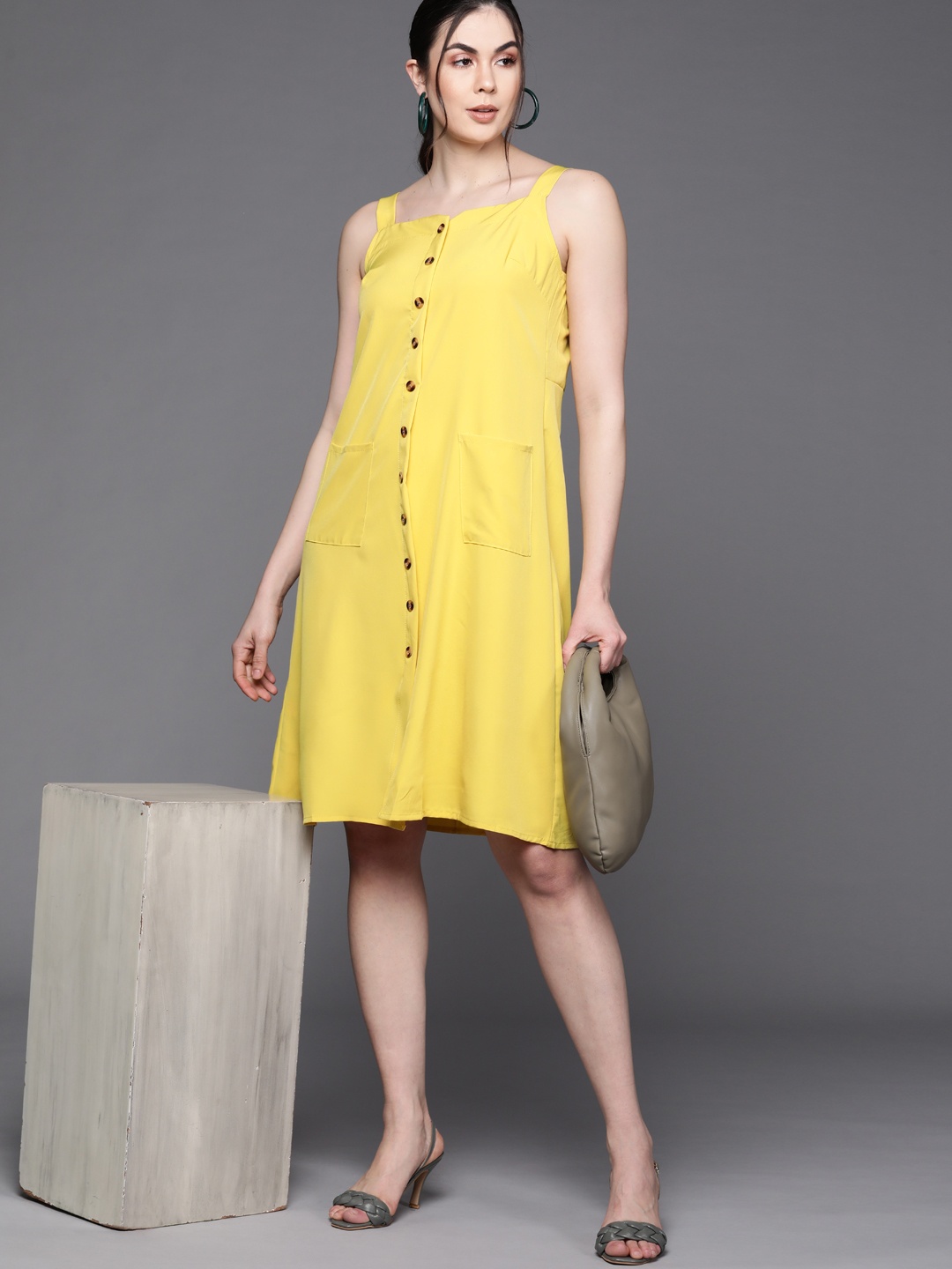 

JC Mode Yellow Solid A-Line Dress
