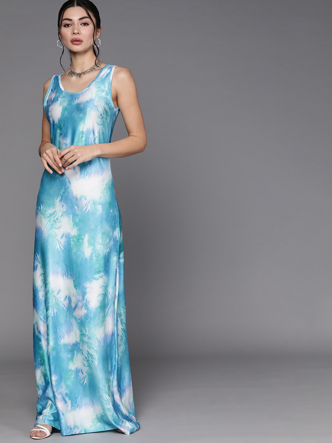 

JC Mode Sea Green & Blue Tie And Dyed Maxi Dress
