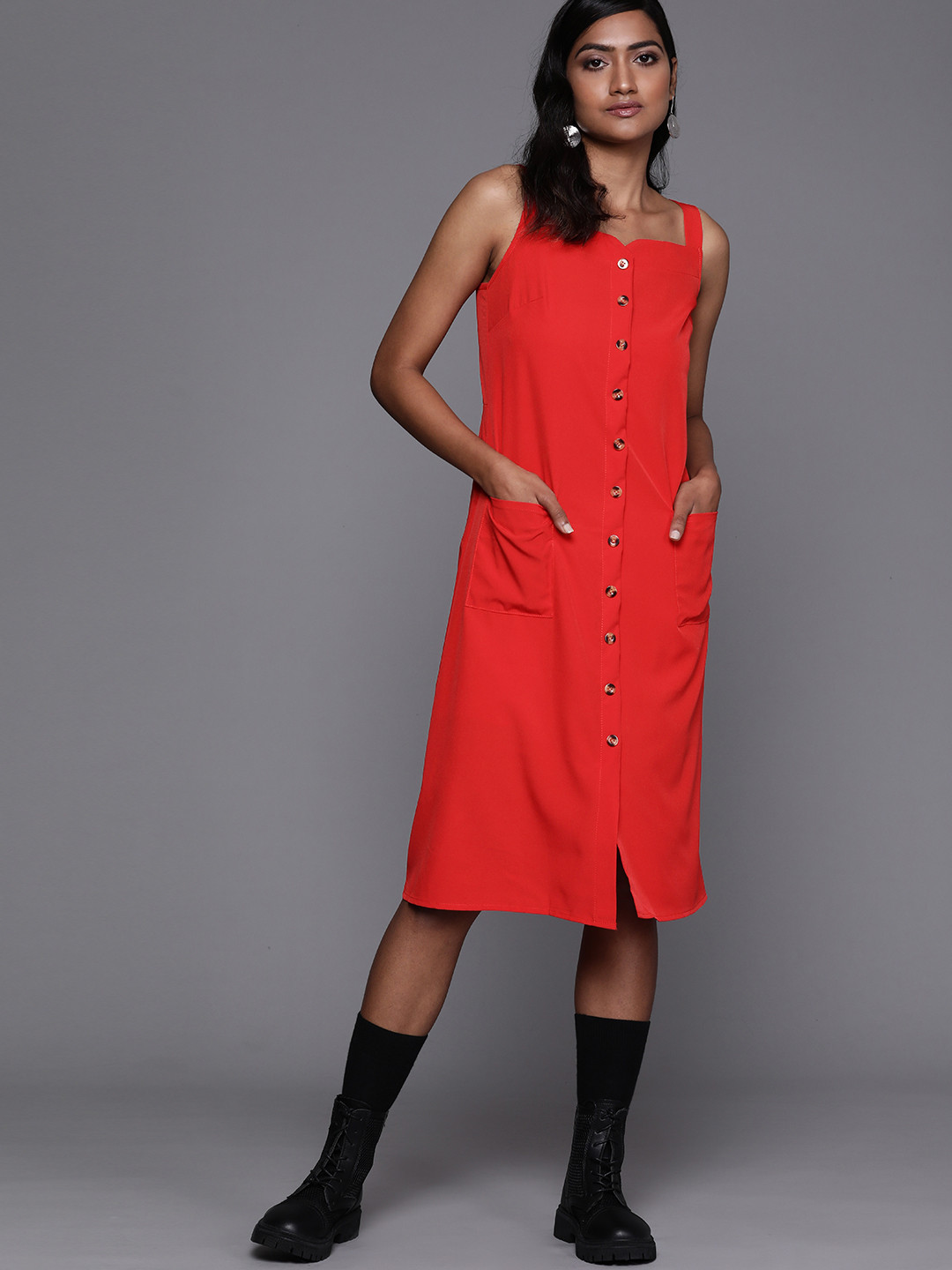 

JC Mode Red Solid A-Line Dress