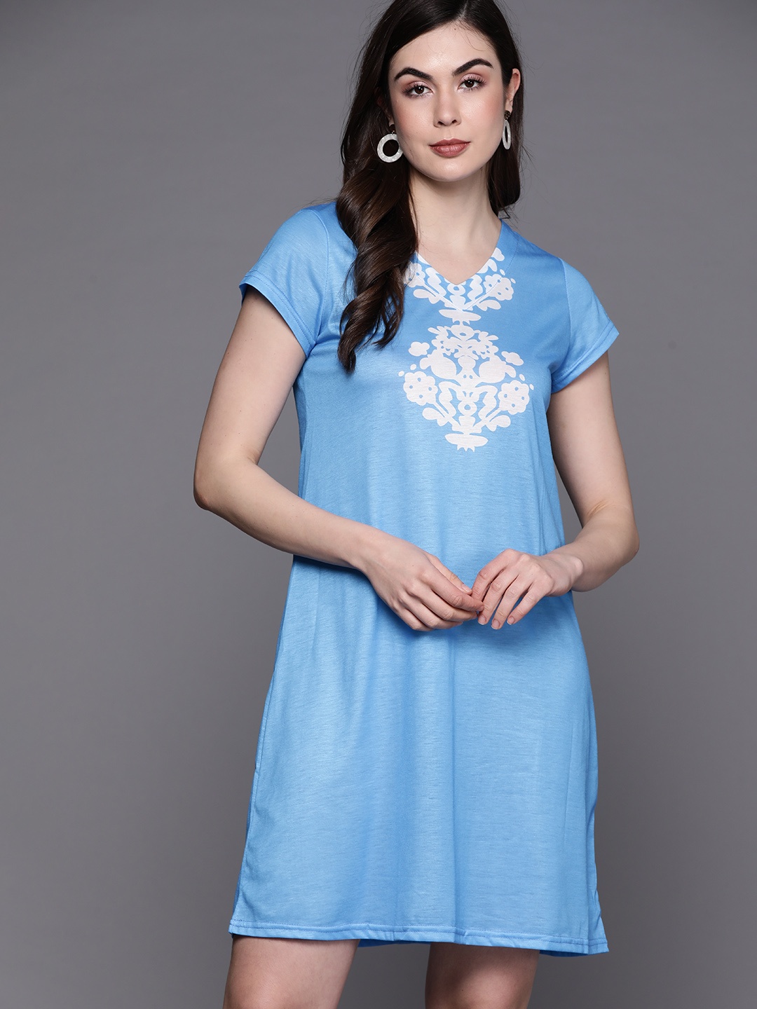 

JC Mode Blue & White Ethnic Motifs A-Line Dress