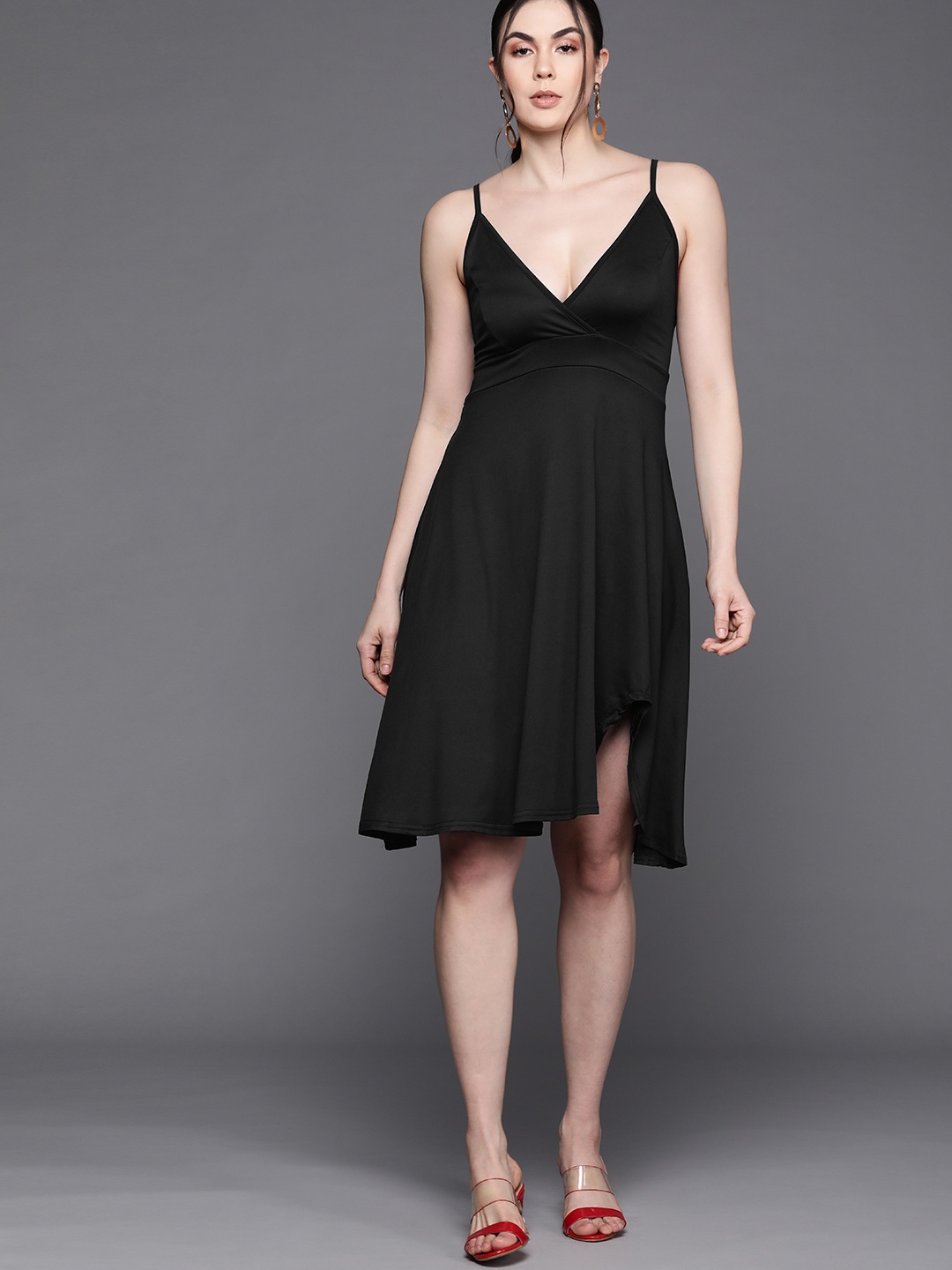 

JC Mode Women Black Solid A-Line Dress