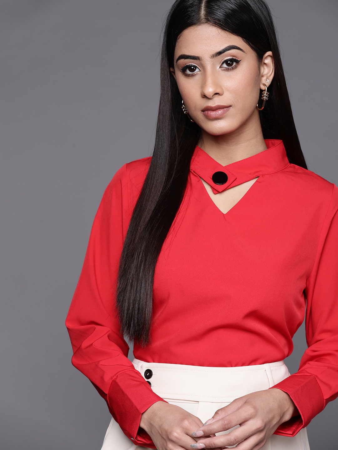 

JC Mode Women Red Solid Regular Top