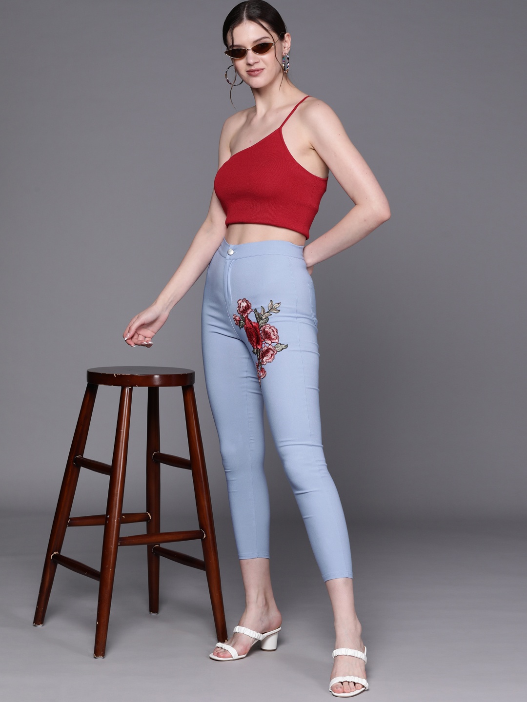 

JC Mode Women Blue Embroidered Denim Jeggings