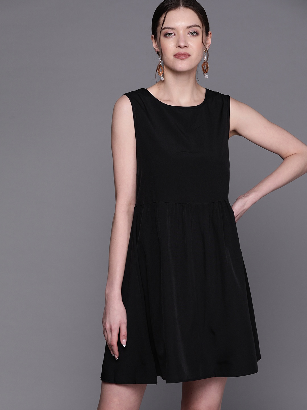 

JC Mode Black Solid A-Line Dress