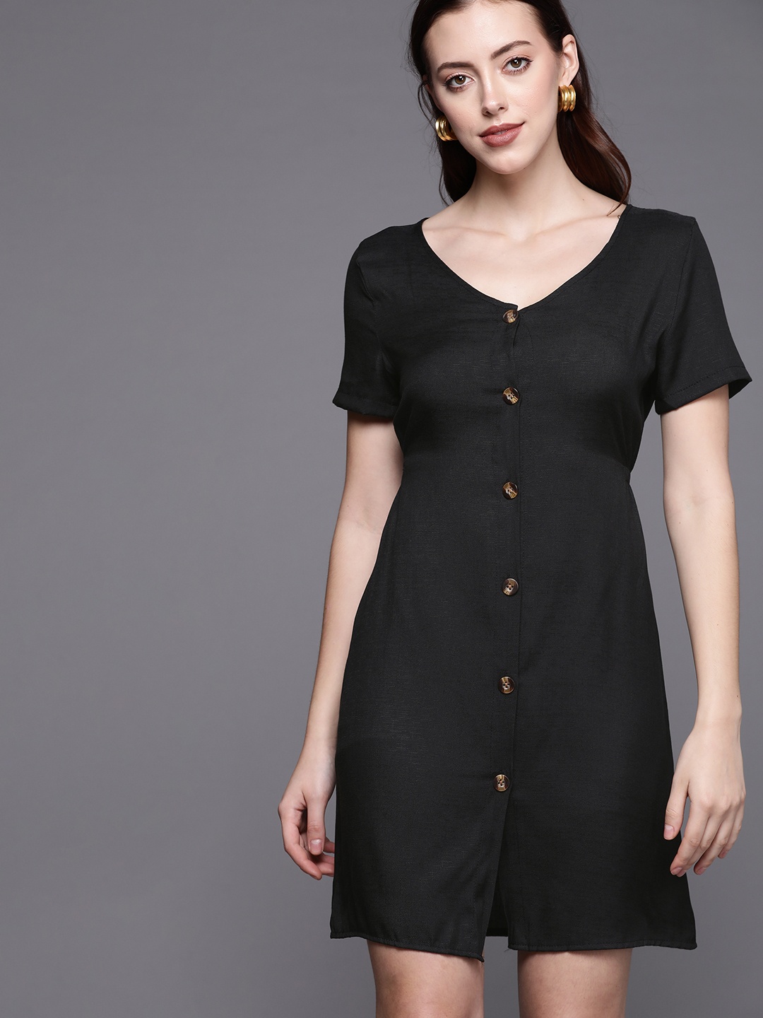 

JC Mode Black Solid A-Line Dress