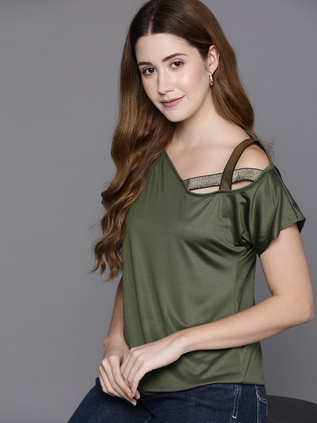 

JC Mode Olive Green Solid Top