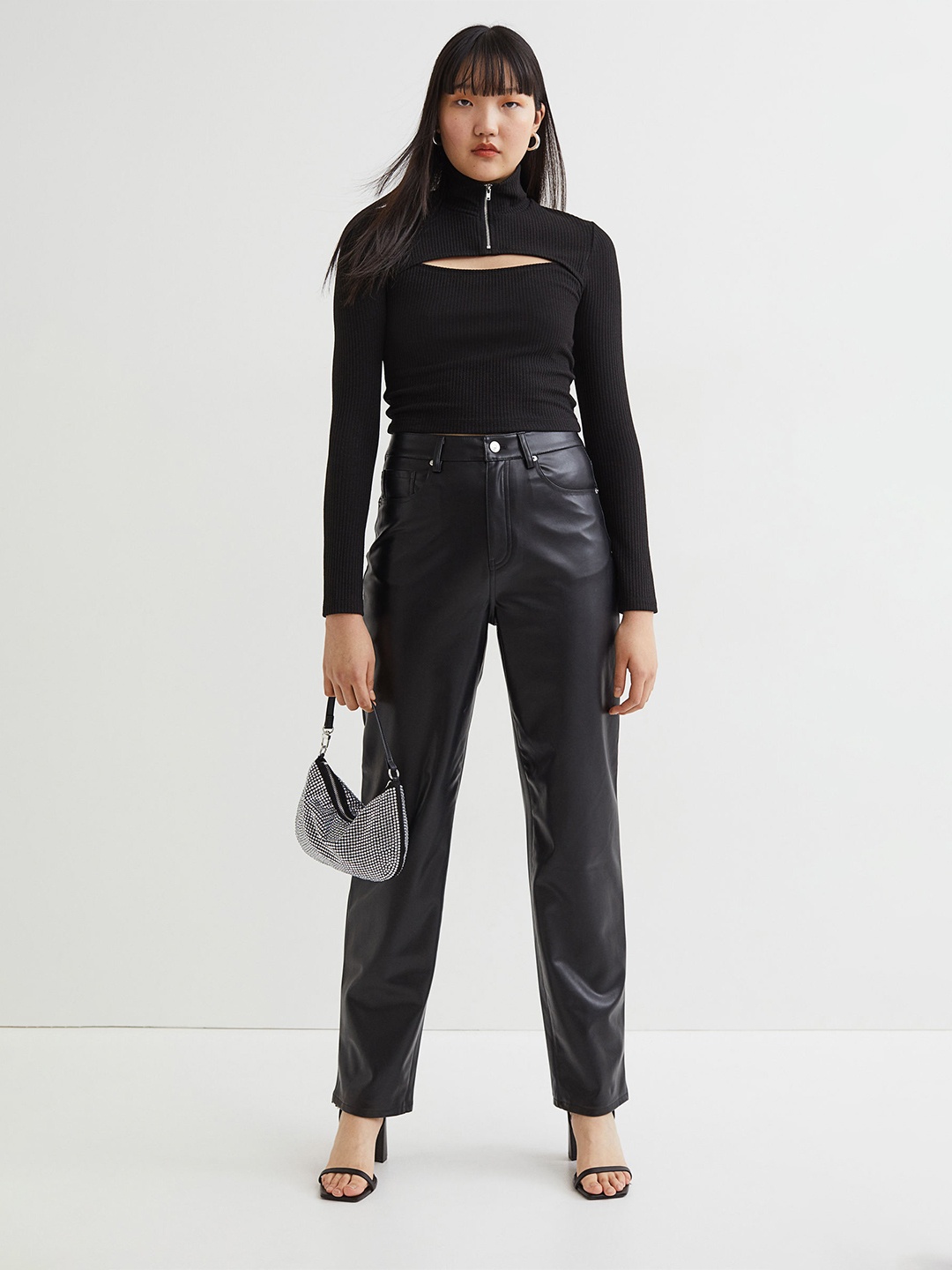 

H&M Women Black Cut-Out Top
