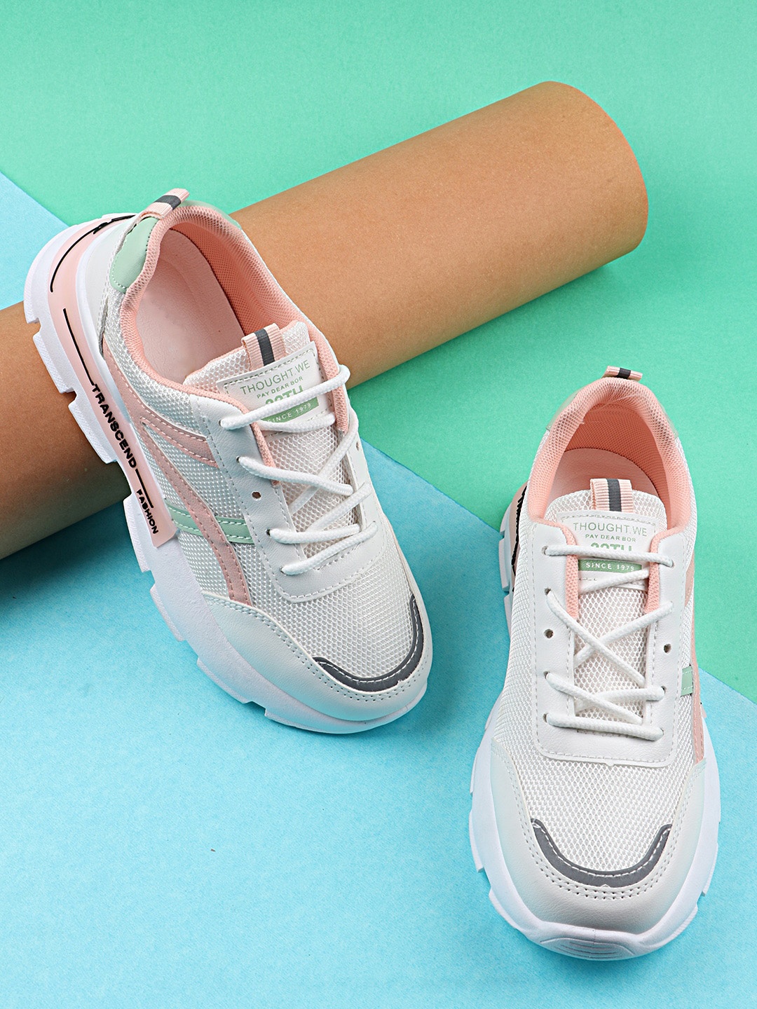 

THE WHITE POLE Women Pink Colourblocked Sneakers