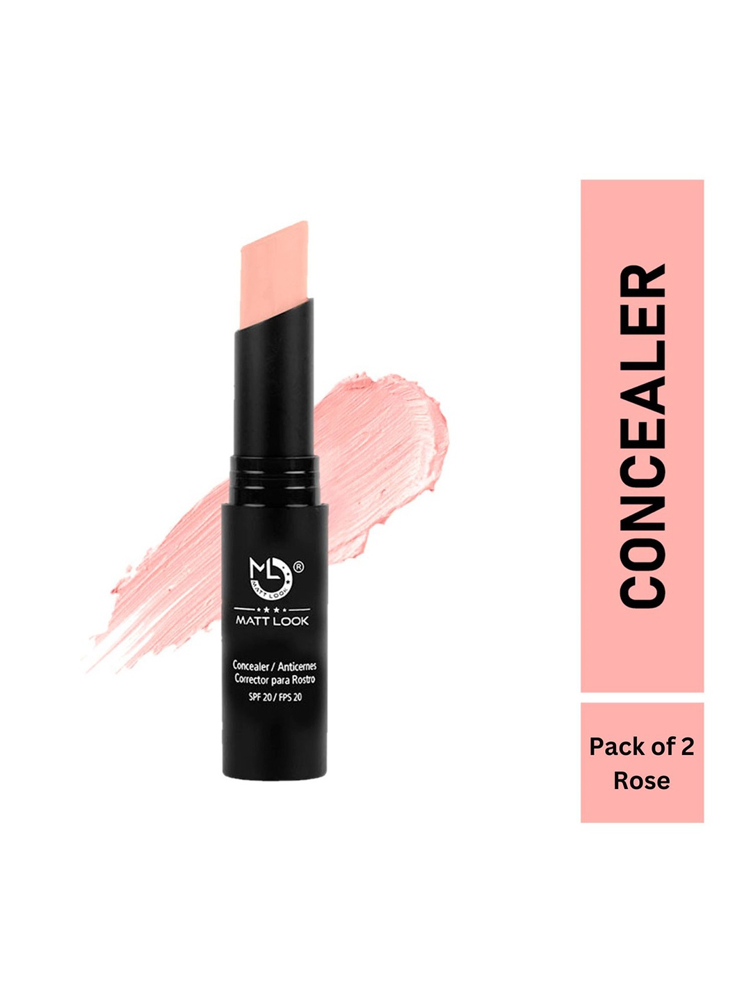 

MATTLOOK Pack of 2 SPF-20/FPS-20 Concealer & Anticernes Rose 3.5 gm