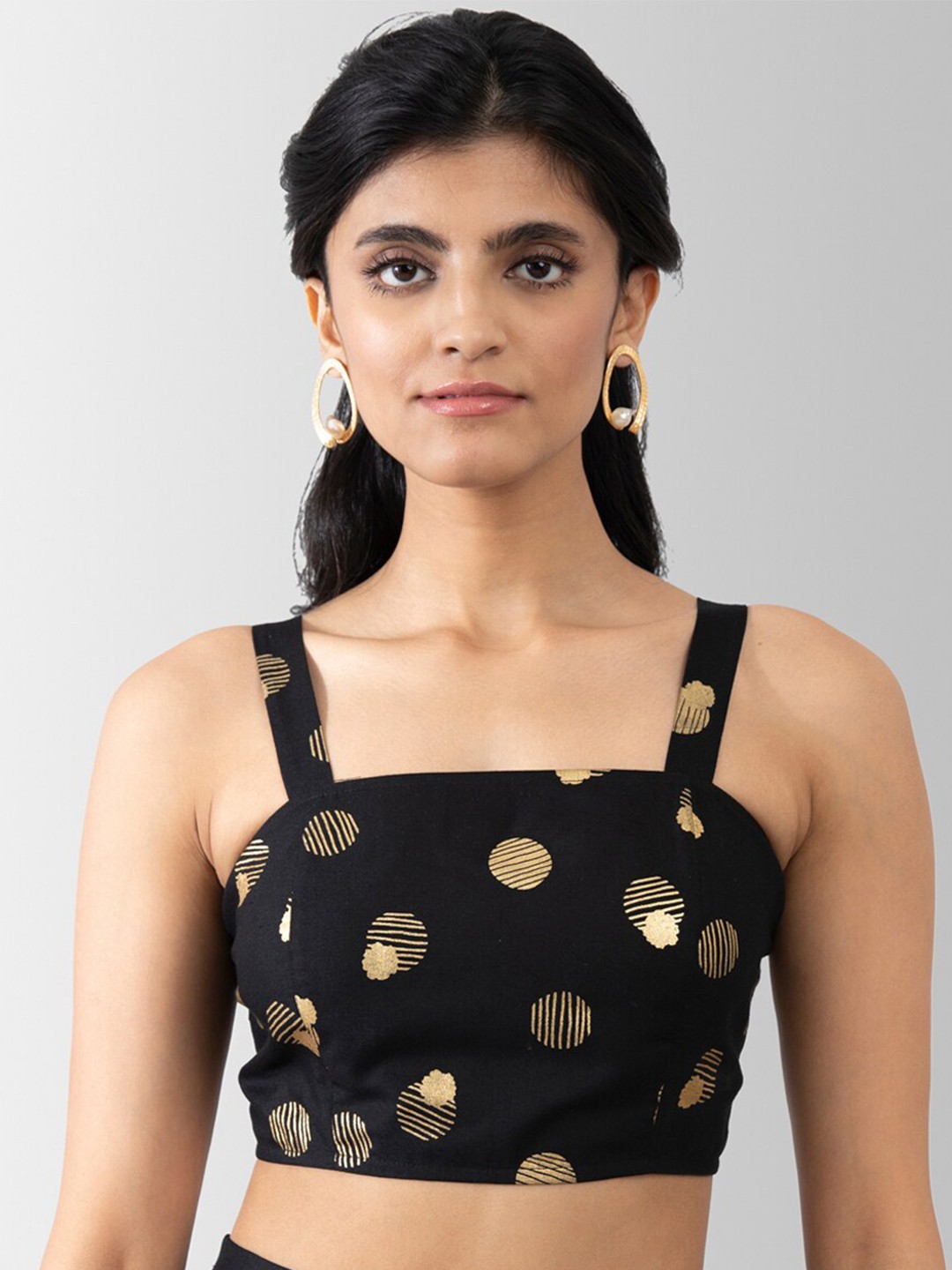 

Pink Fort Black Print Crop Top