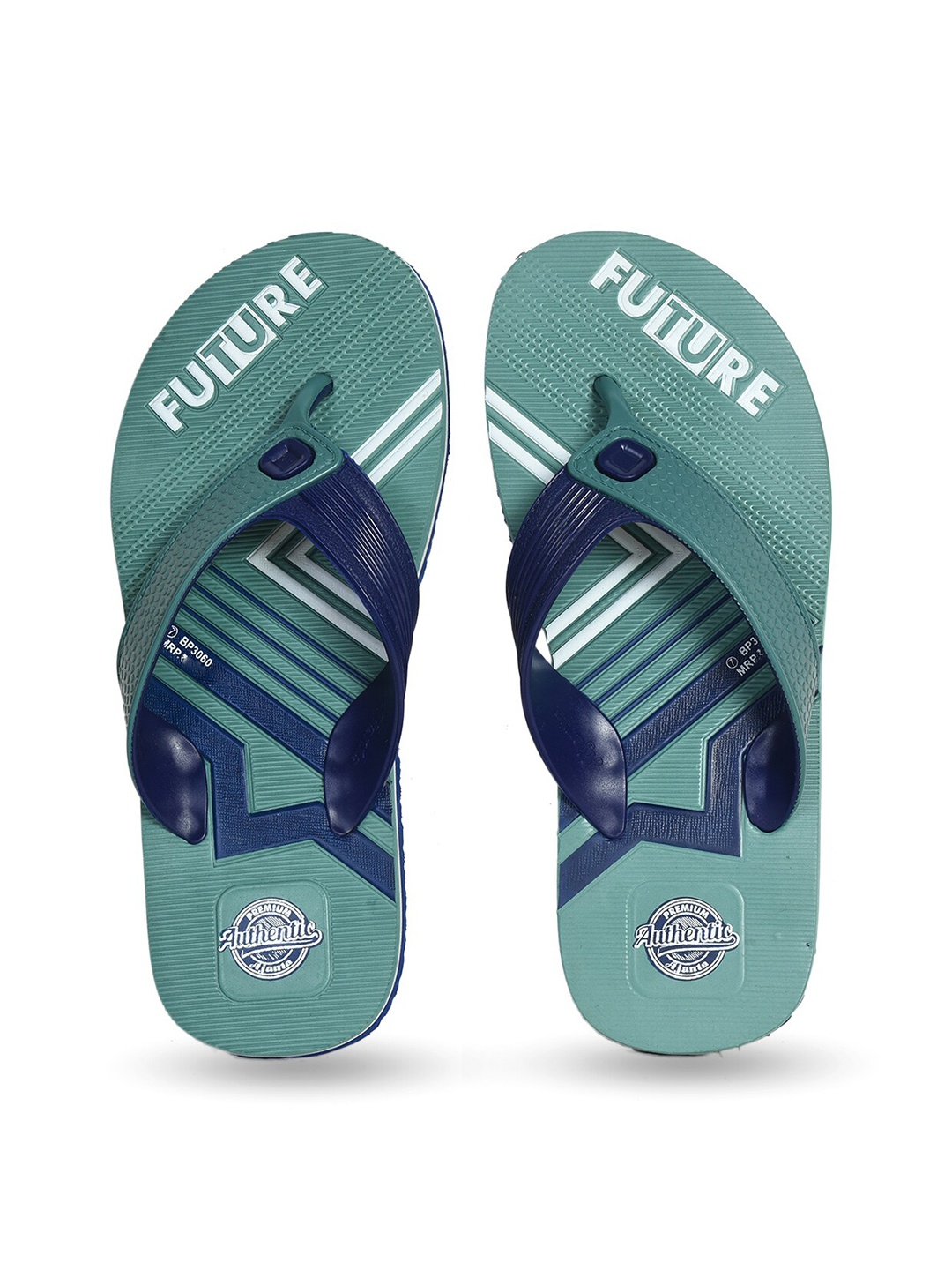 

Ajanta Men Sea Green & Blue Printed Thong Flip-Flops