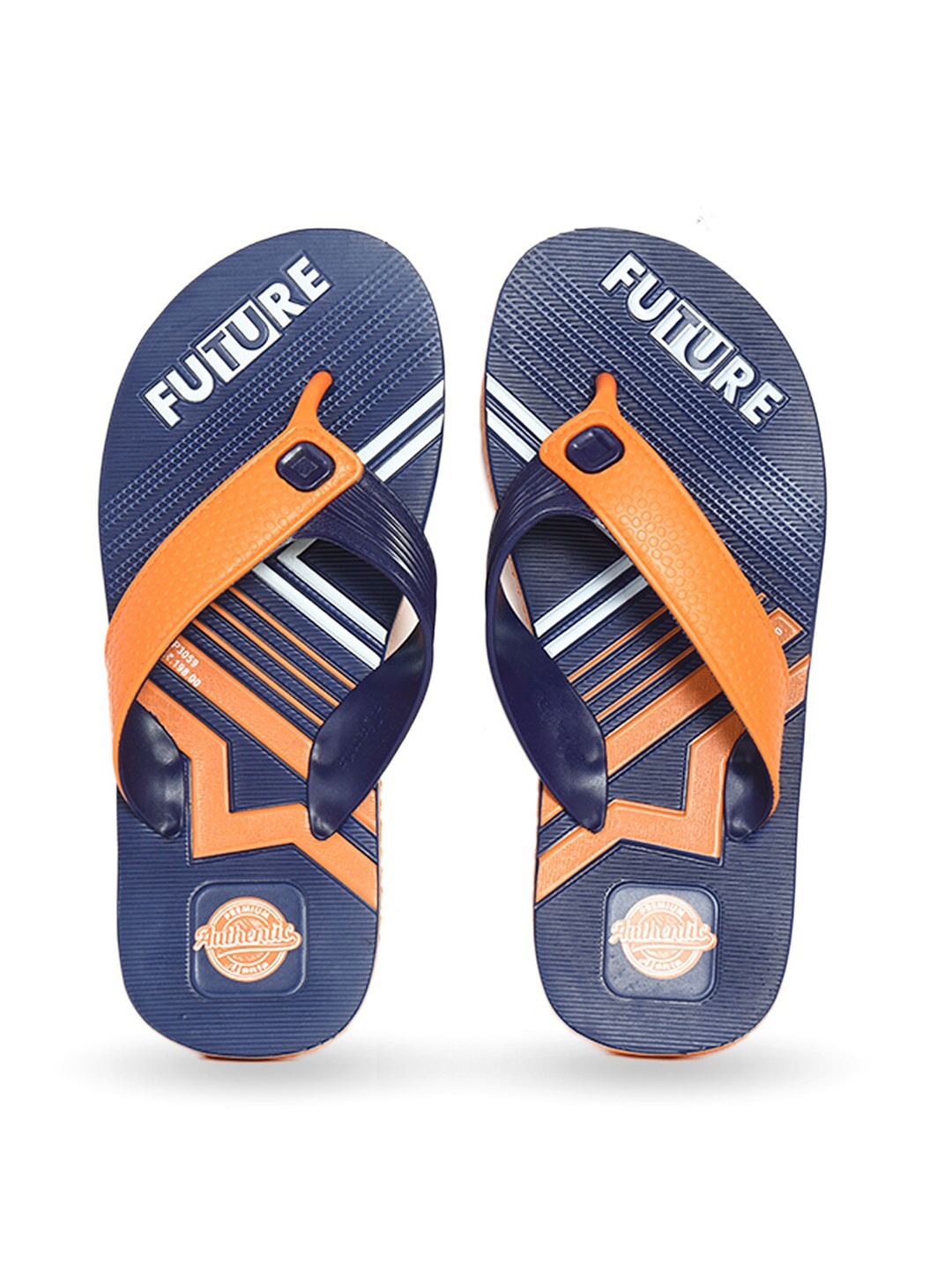 

Ajanta Men Blue & Orange Printed Thong Flip-Flops